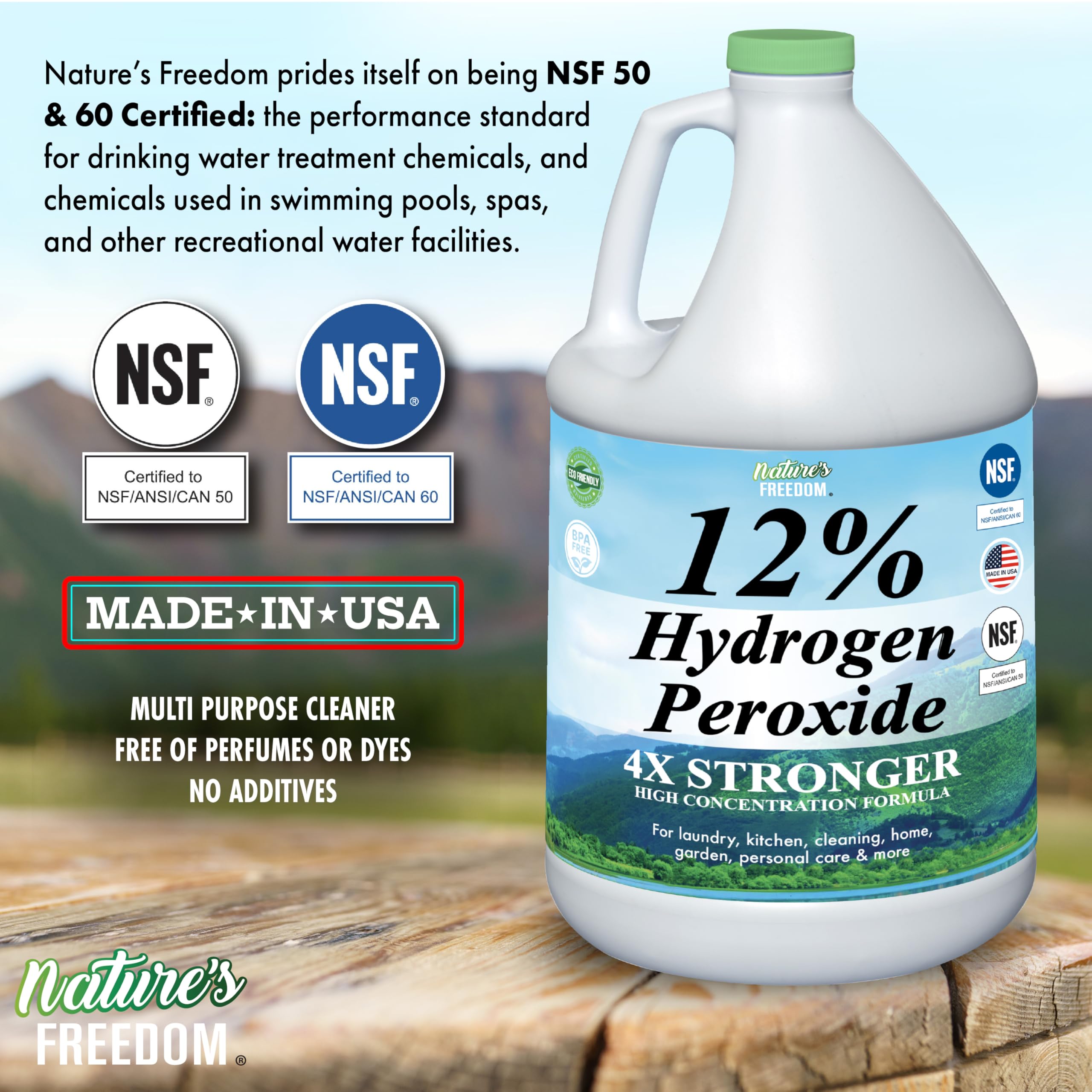 Nature's Freedom Hydrogen Peroxide Solution | NSF Listed

