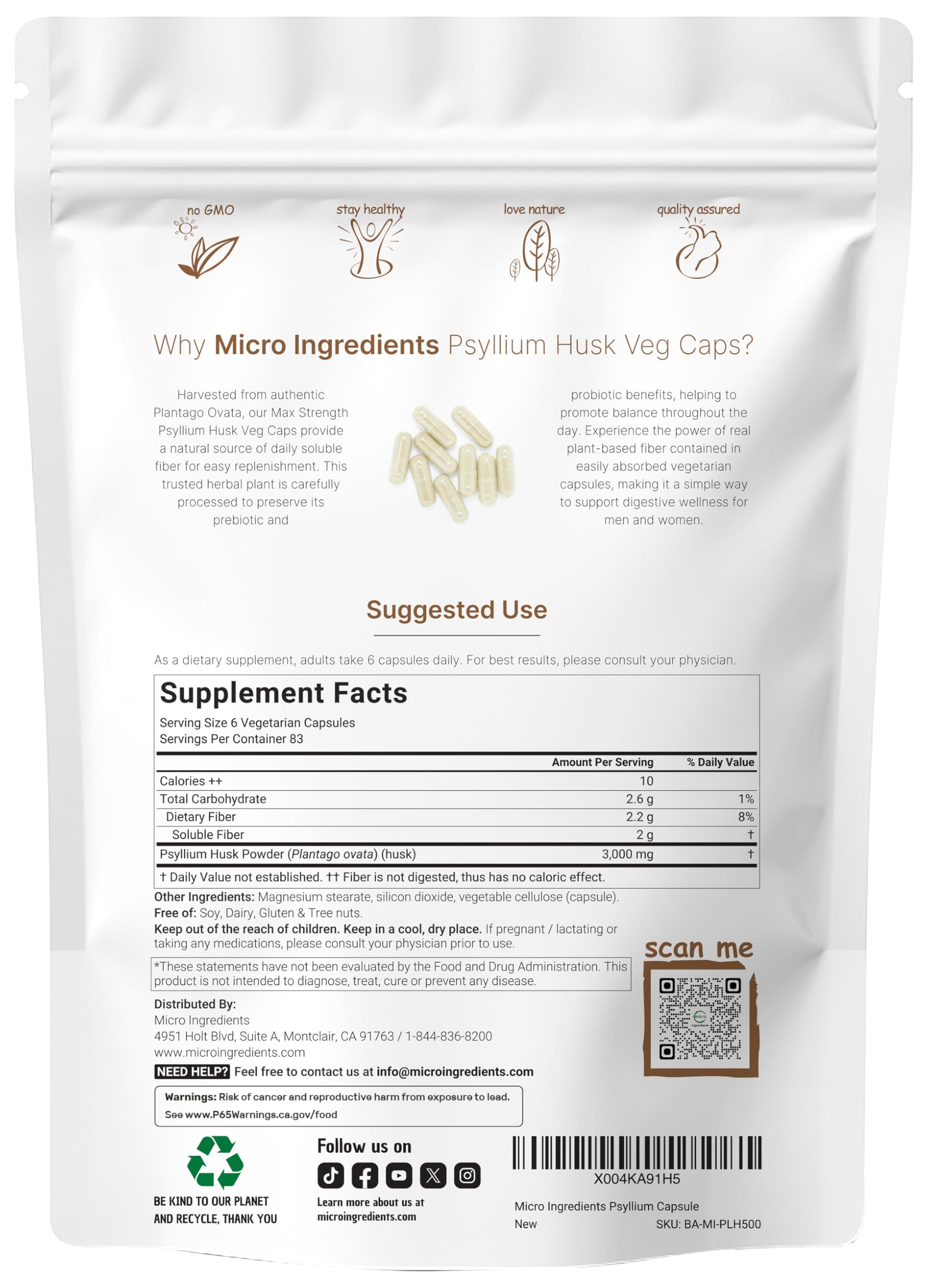 Soluble Fiber Supplement Plantago-Derived | Micro Ingredients

