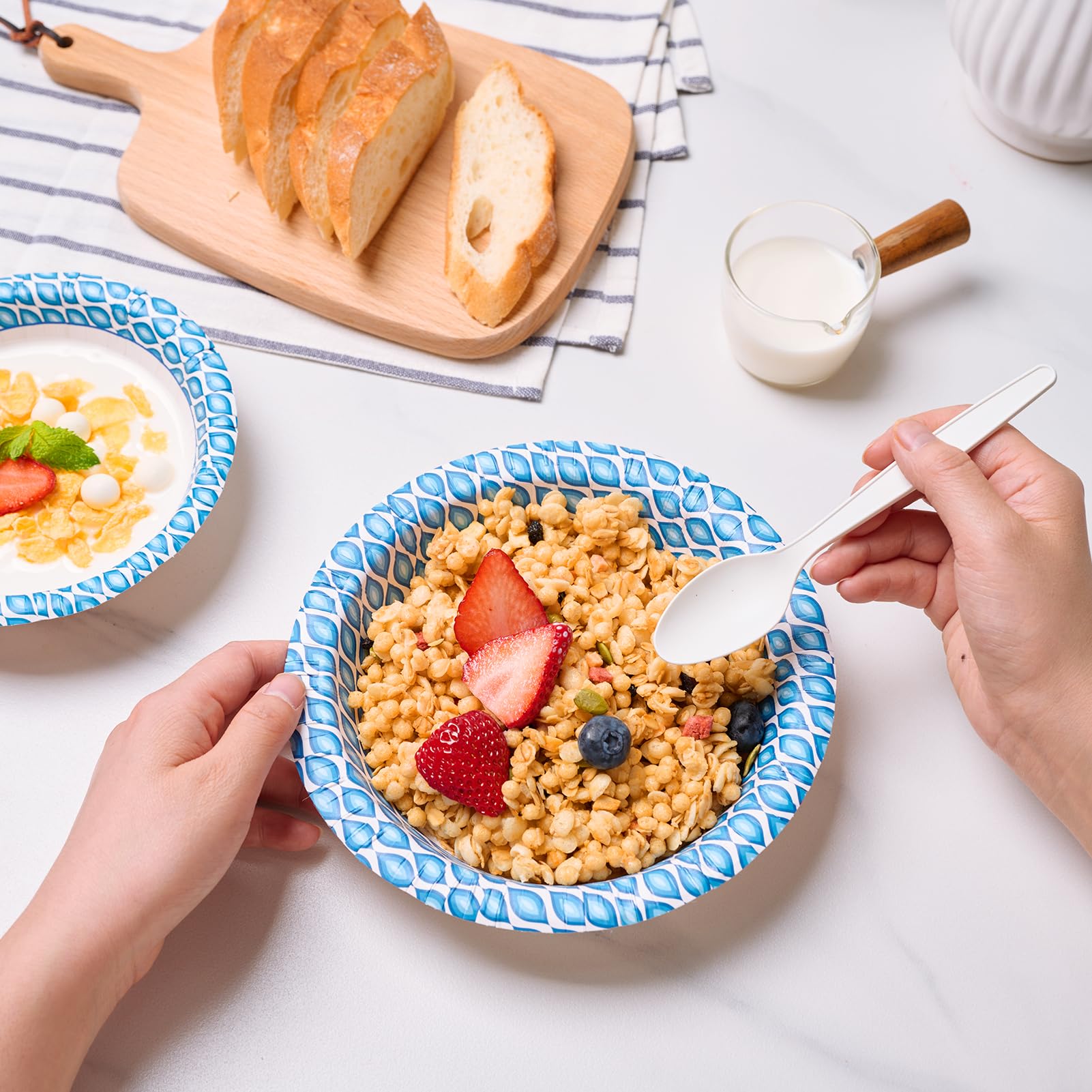 MUCHII Disposable Paper Bowls Bulk - Soak-Proof & Printed

