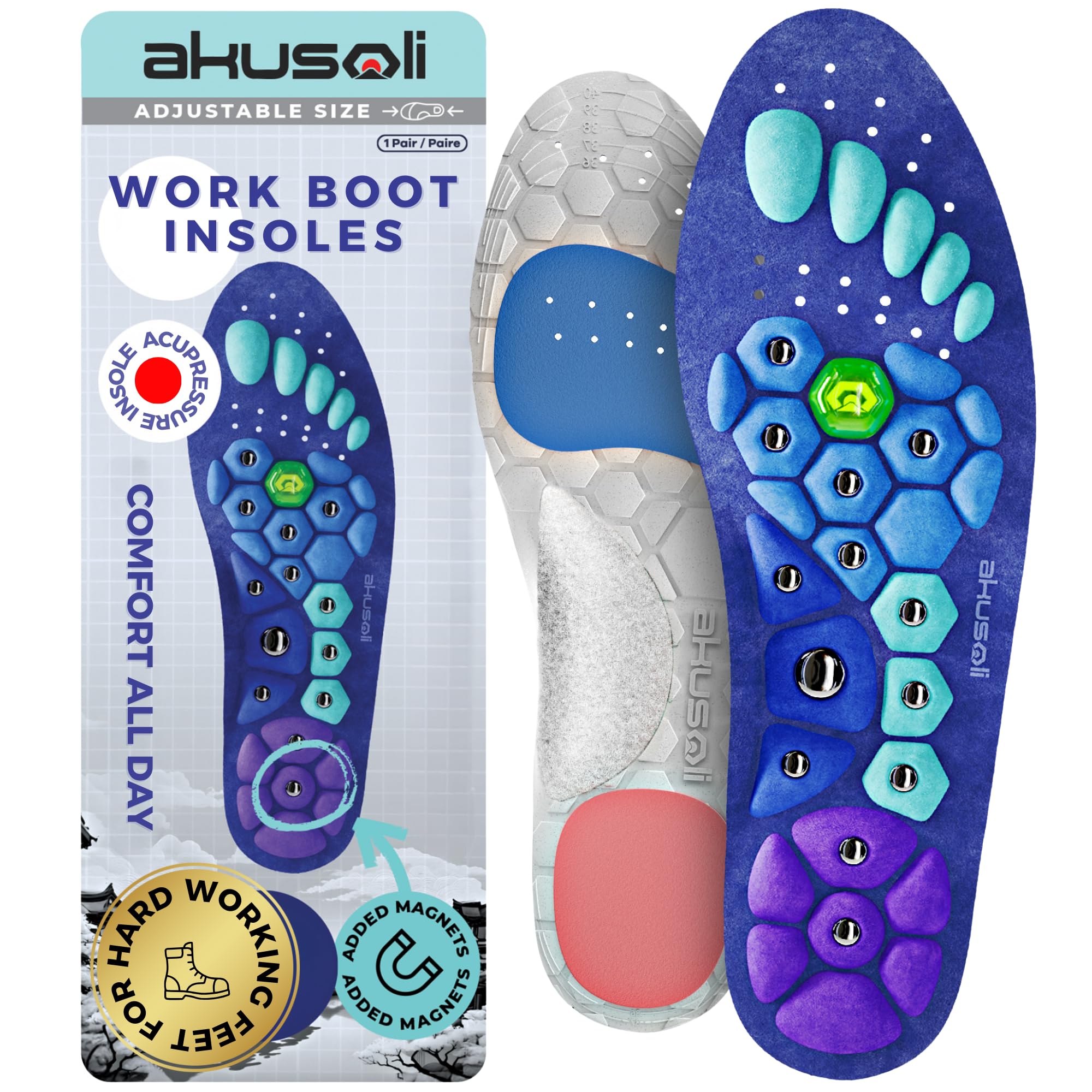 Insoles for Work Boots by Akusoli Velumi – Shock Absorbing

