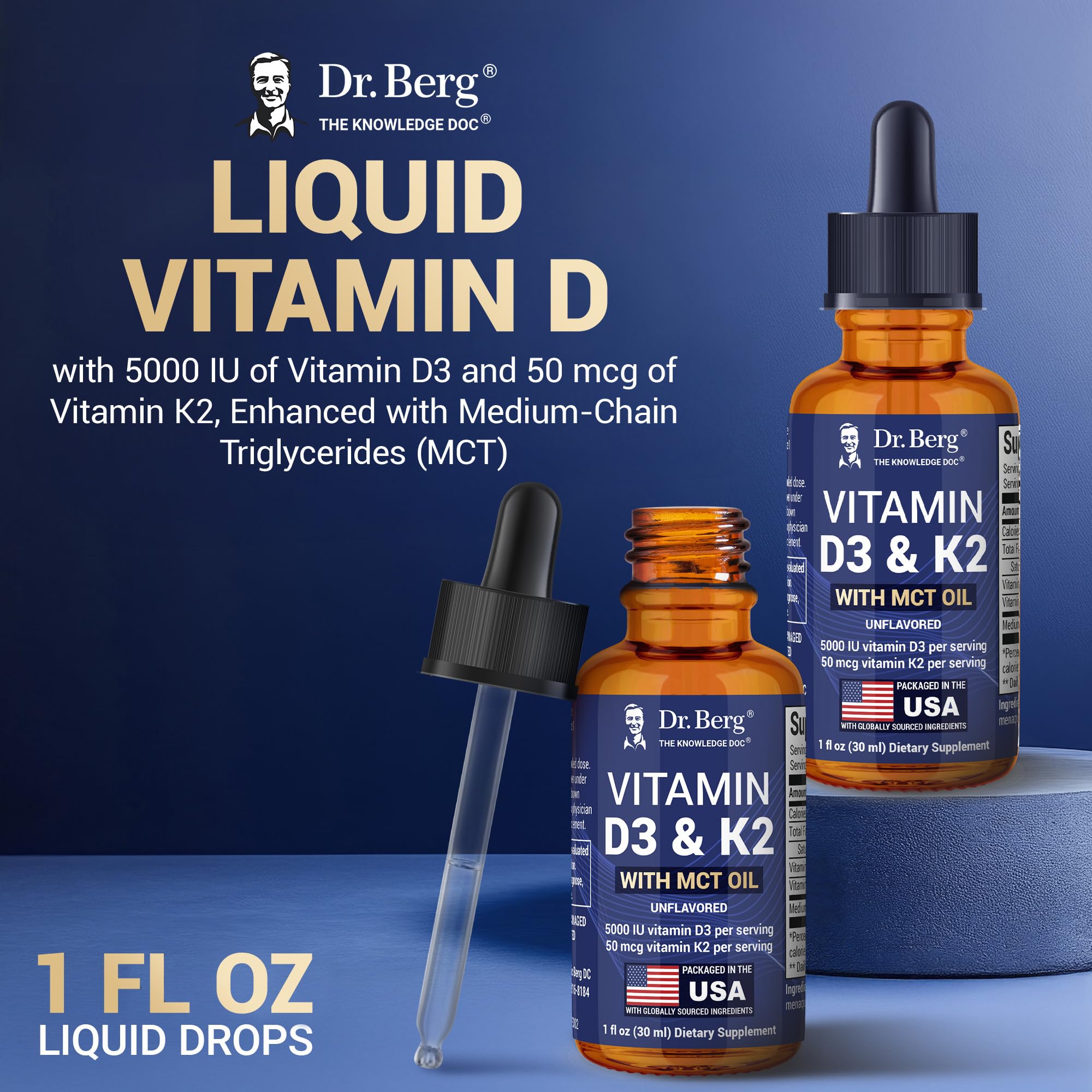 Dr. Berg D3 K2 Liquid Drops with MCT – 5000 IU


