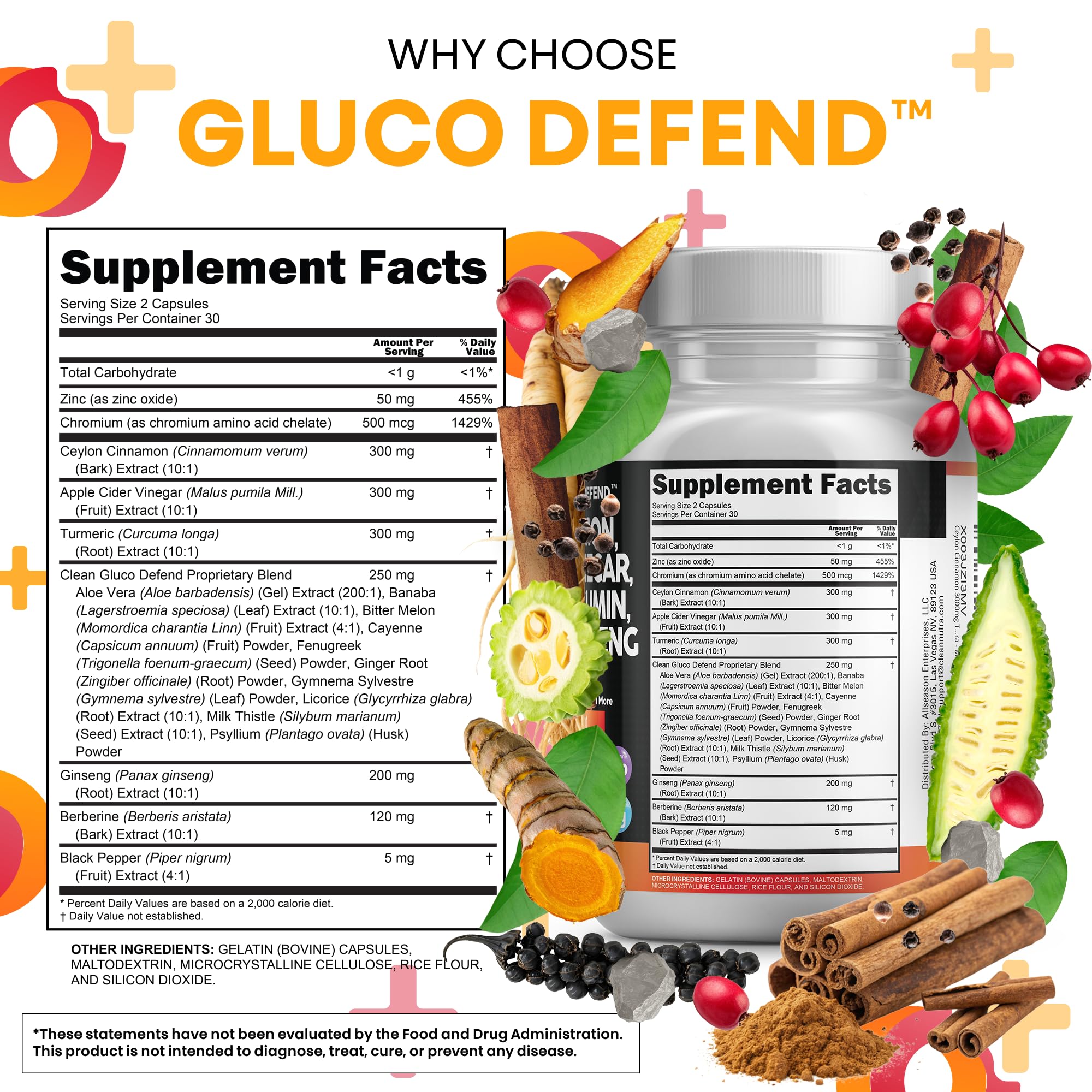 Clean Nutraceuticals Cinnamon Berberine ACV Turmeric Ginseng

