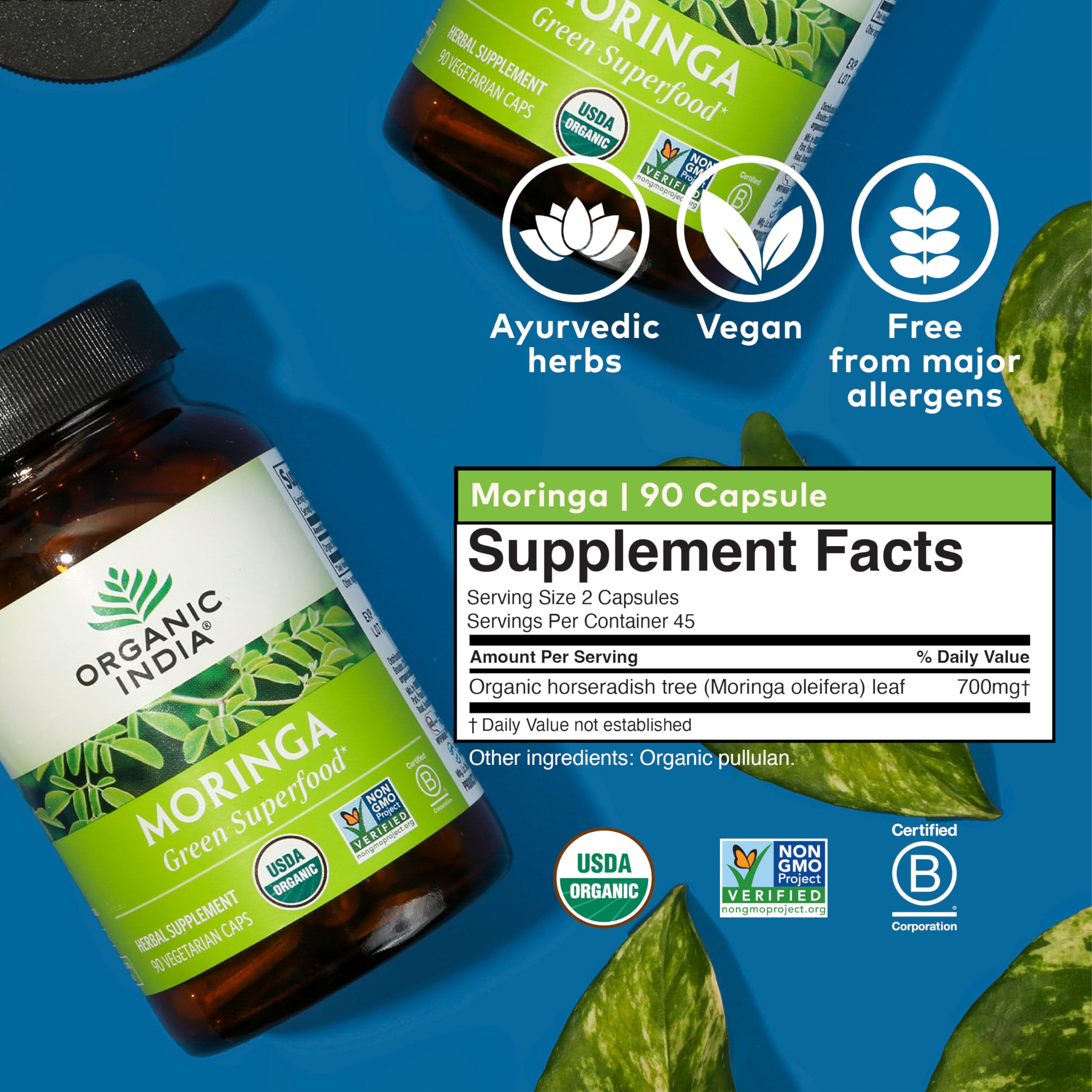Organic India Moringa Herbal Supplement - Green Superfood

