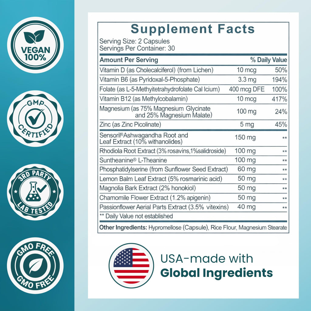 OmniCalm Cortisol Support Supplement | Stress & Sleep

