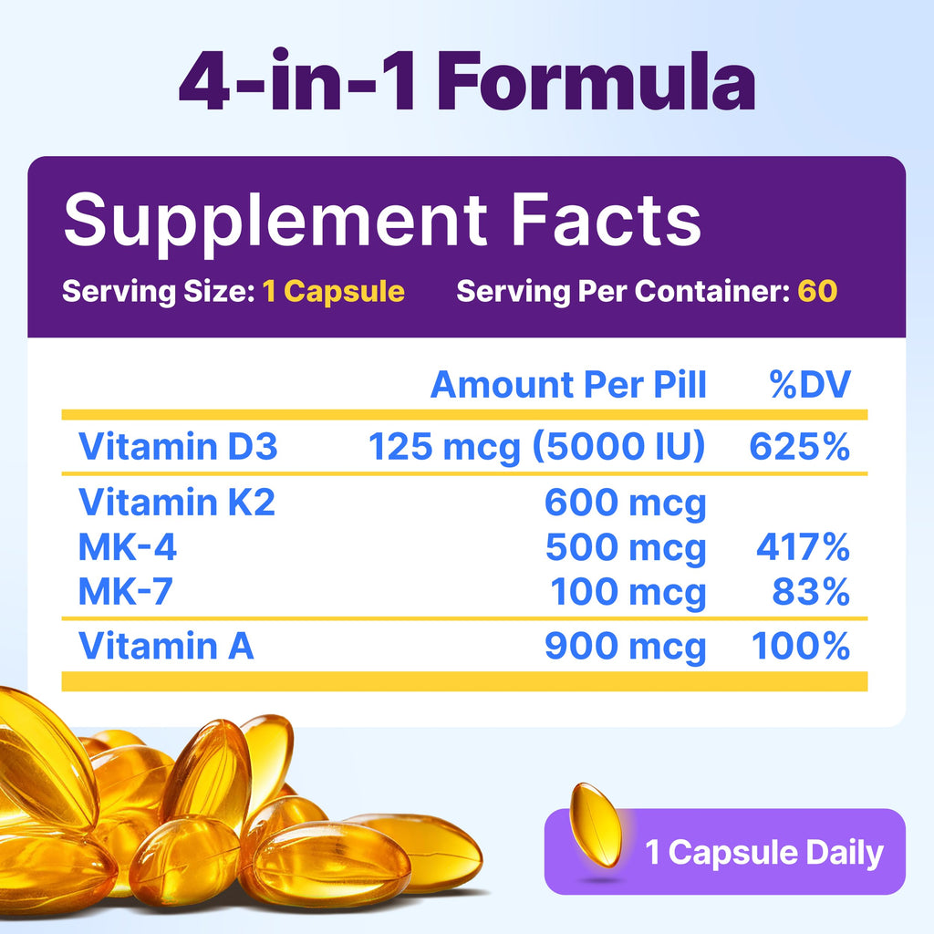 InnovixLabs Vitamin D3 K2 MK4 MK7 for Bone Health

