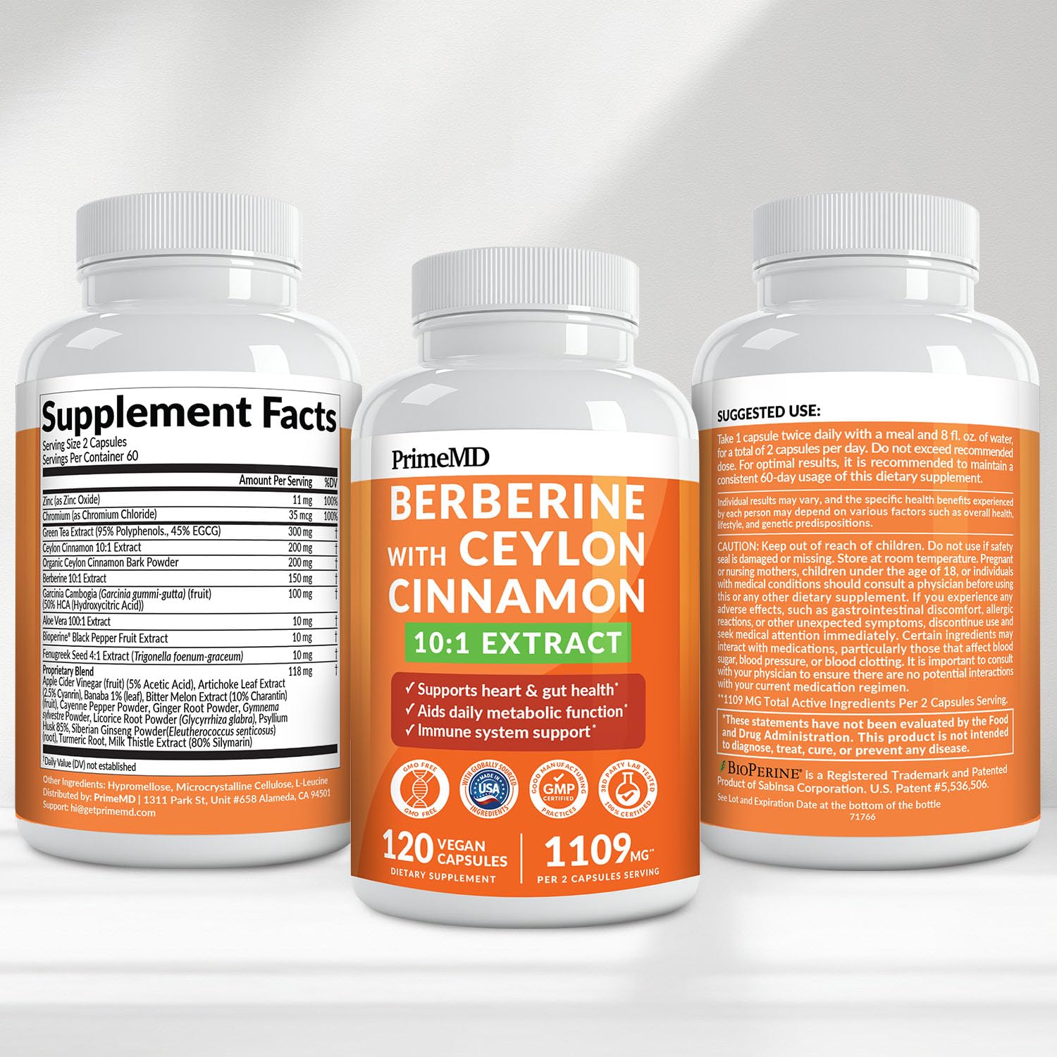 Berberine Supplement with Cinnamon & Green Tea for Energy

