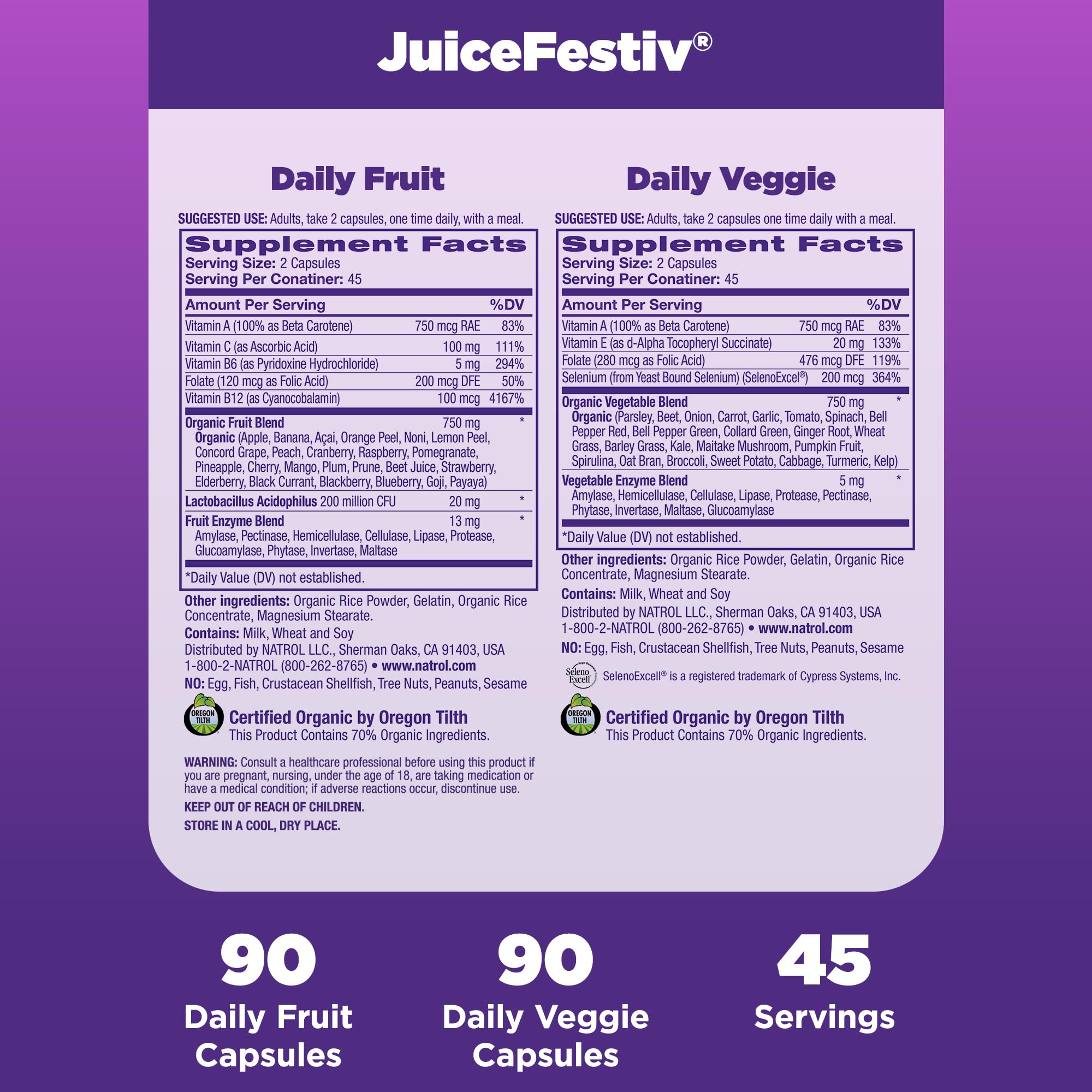 Natrol JuiceFestiv Daily Fruit & Veggie Supplements

