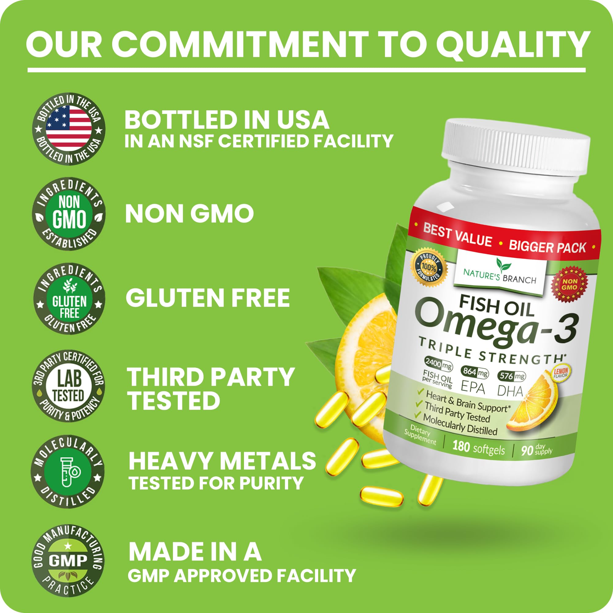 Omega-3 Fish Oil Triple Strength – Burpless Lemon

