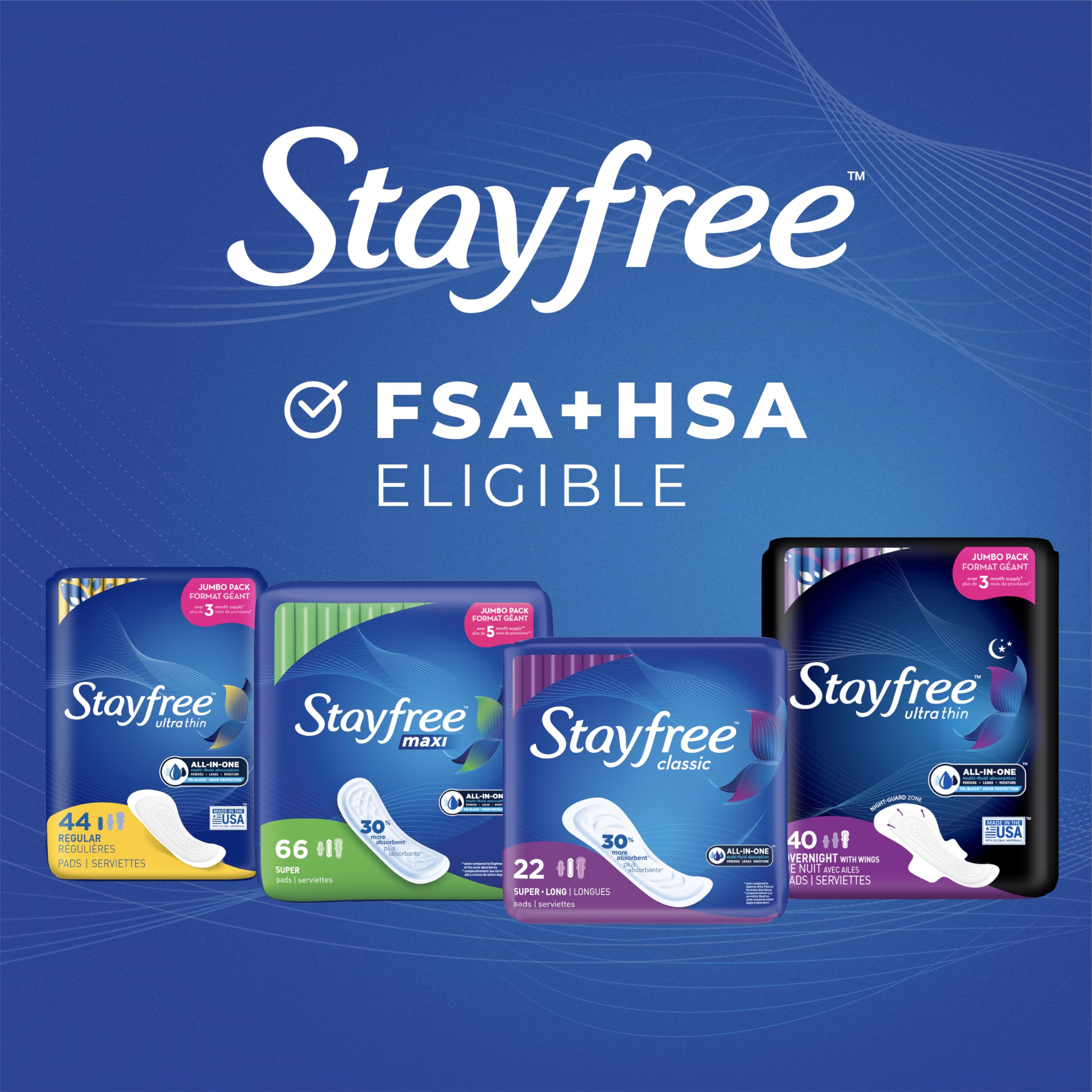 Stayfree Feminine Pads with Integrated Absorption

