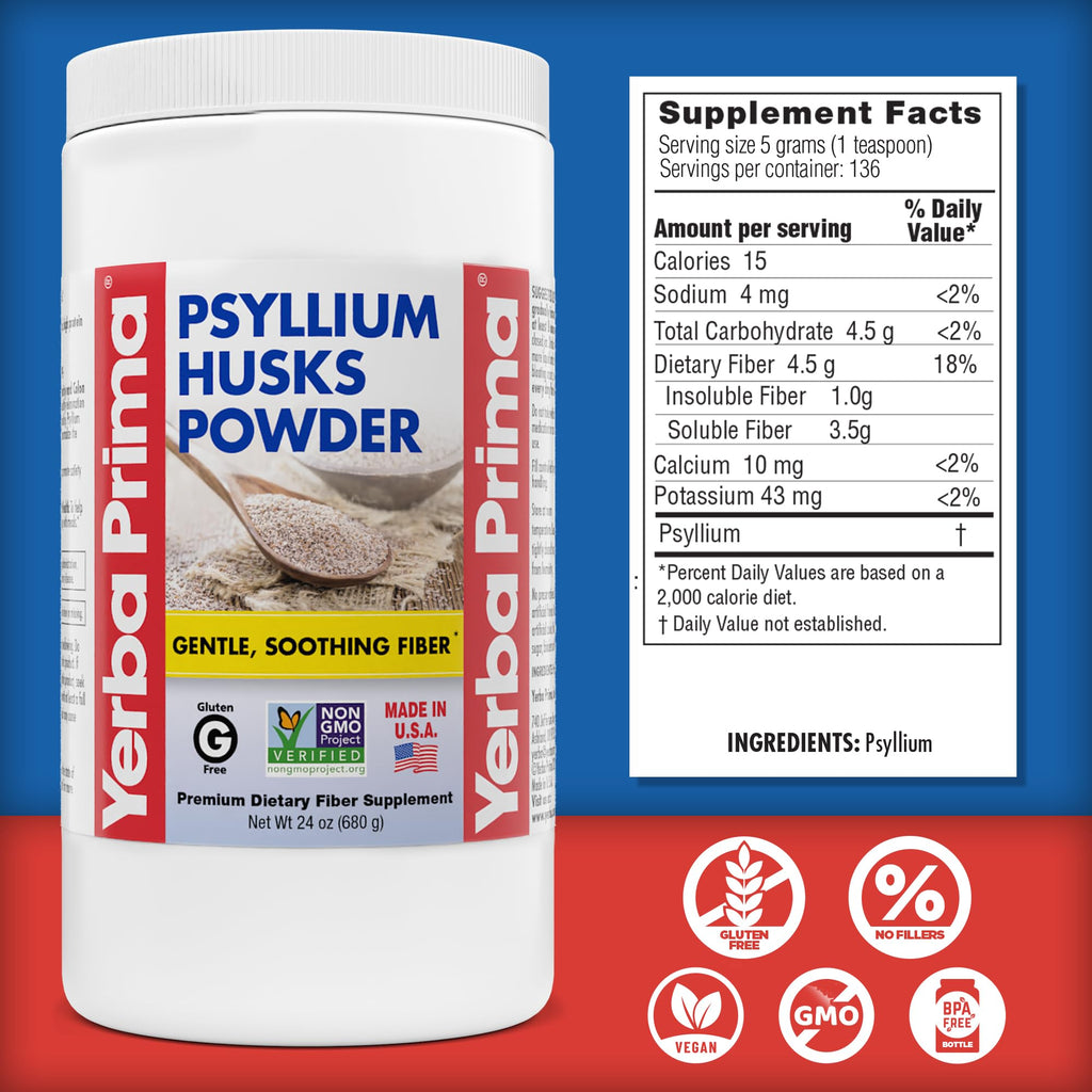 Yerba Prima Psyllium Husk Powder – Unflavored Fiber

