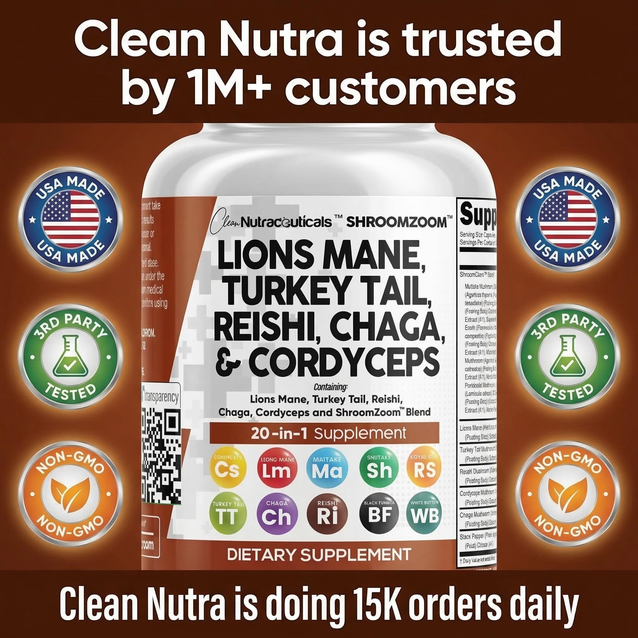 Clean Nutraceuticals Mushroom Complex with Lions Mane


