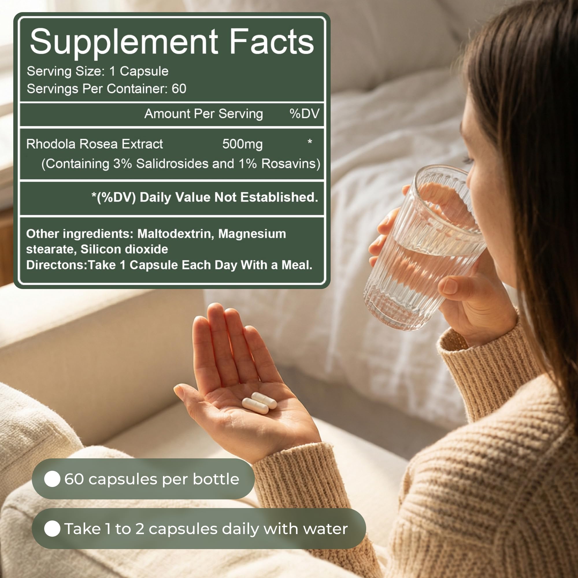 Rhodiola Rosea Adaptogen Supplement for Stress & Focus

