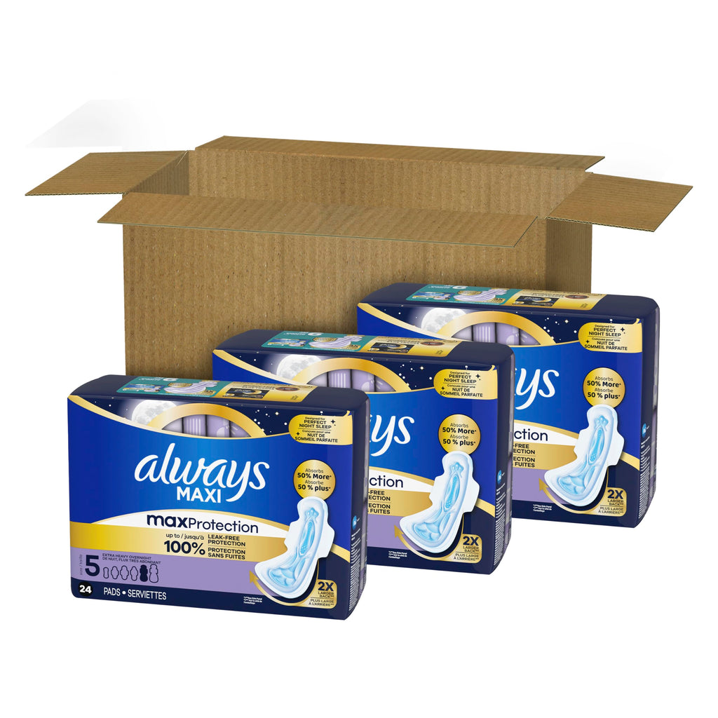 Always Maxi Overnight Pads with Wings Extra Heavy Unscented


