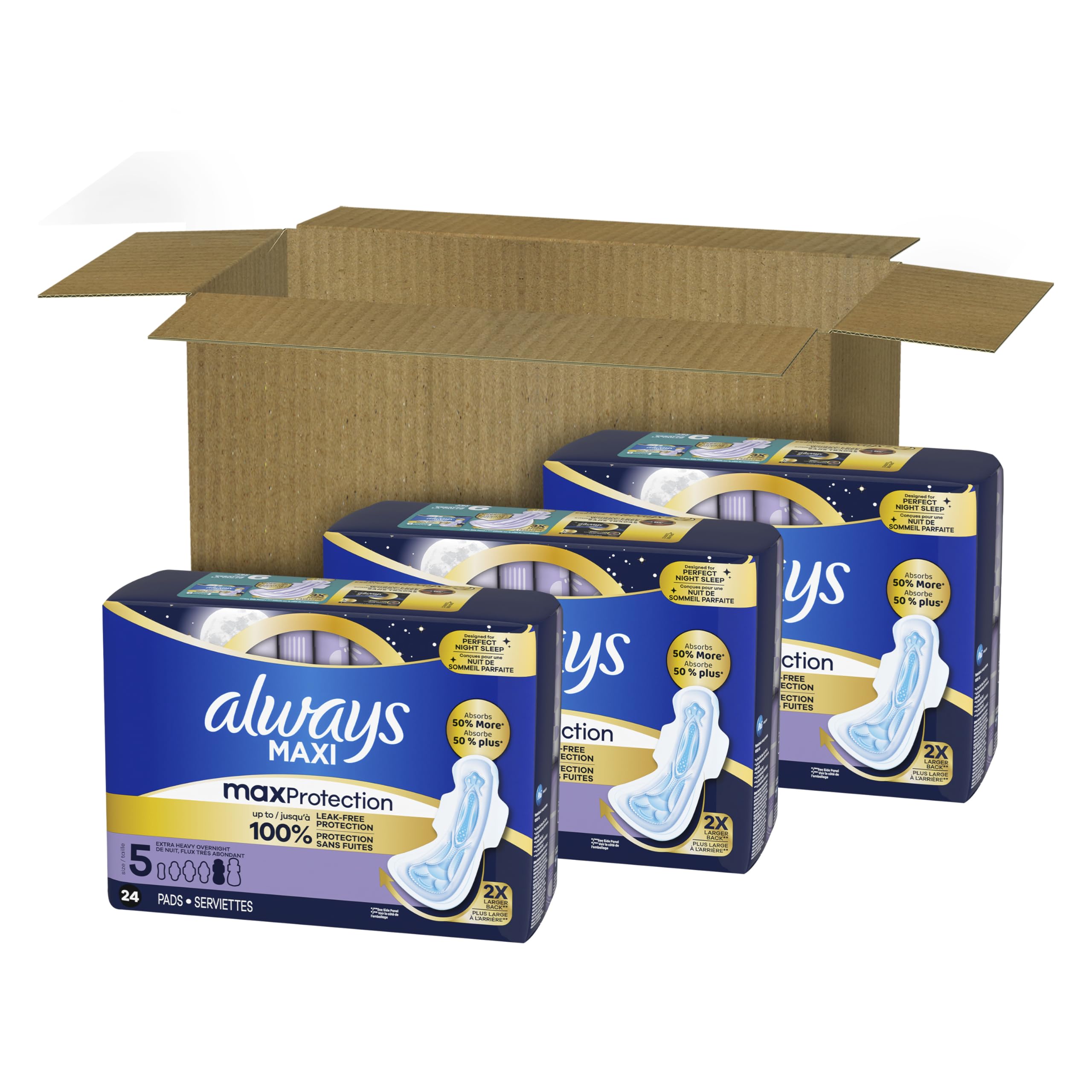 Always Maxi Overnight Pads with Wings Extra Heavy Unscented

