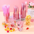 KesaPlan Plastic Party Cups with Lids and Straws

