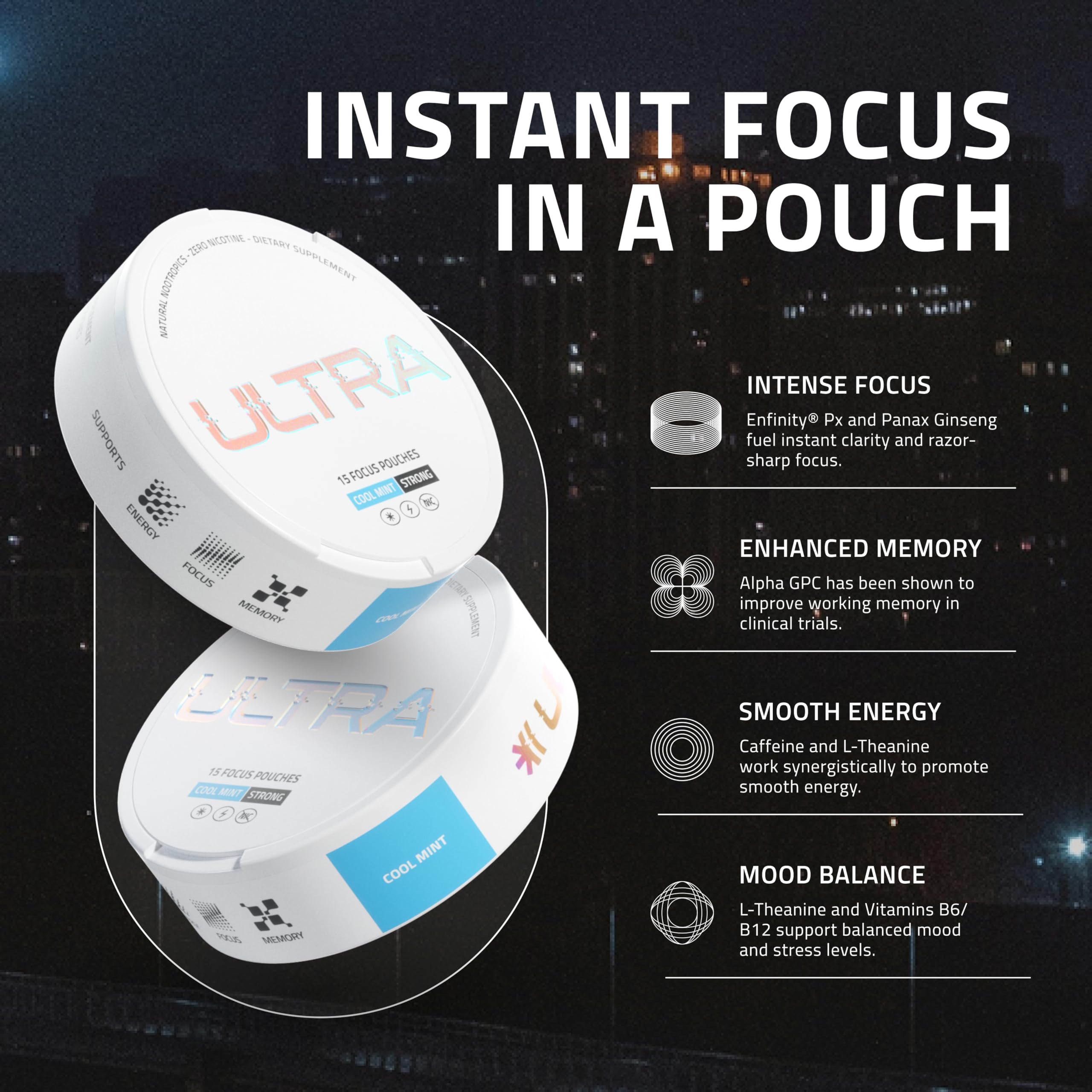 Enfinity Ultra Focus Pouches Nicotine-Free & Caffeine-Free

