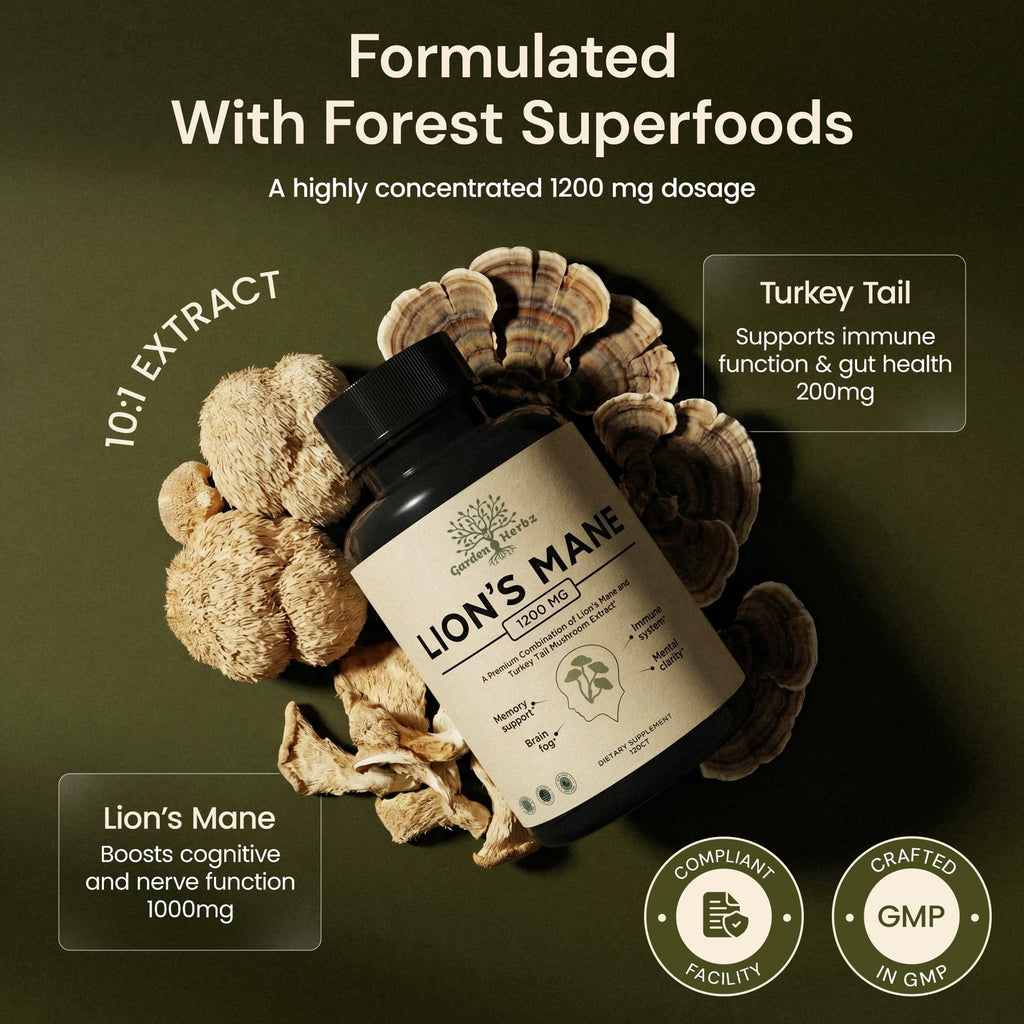Lion's Mane & Turkey Tail Capsules by Garden of Herbz

