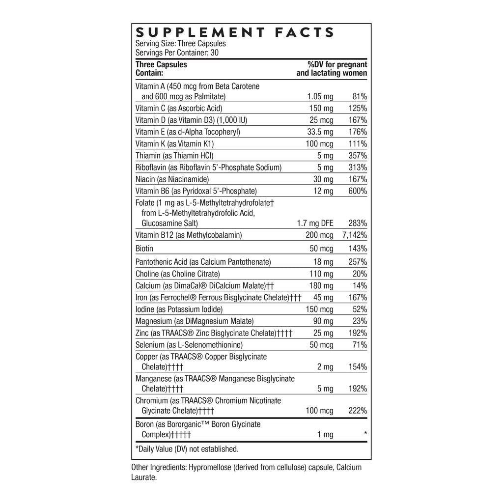 Thorne Prenatal Multivitamin with Choline - Bioactive Folate

