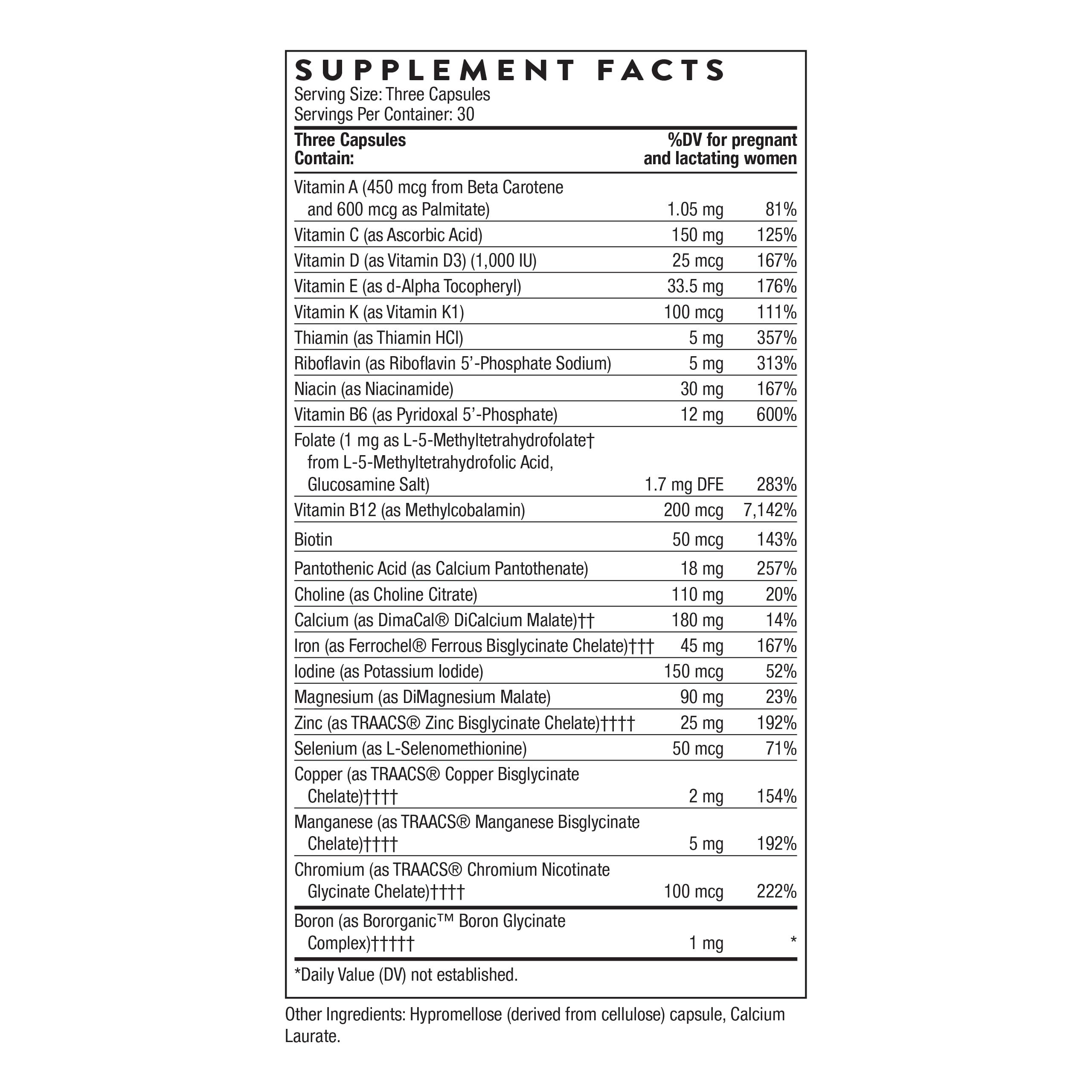Thorne Prenatal Multivitamin with Choline - Bioactive Folate

