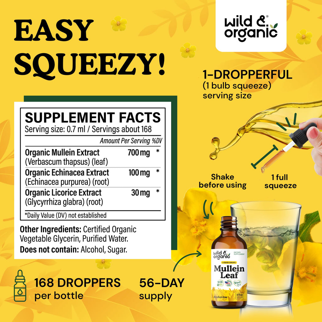 Wild & Organic Mullein Drops for Lungs with Echinacea

