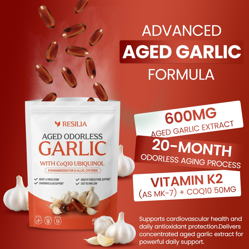 Resilia Aged Garlic Softgels with CoQ10 Ubiquinol MK7

