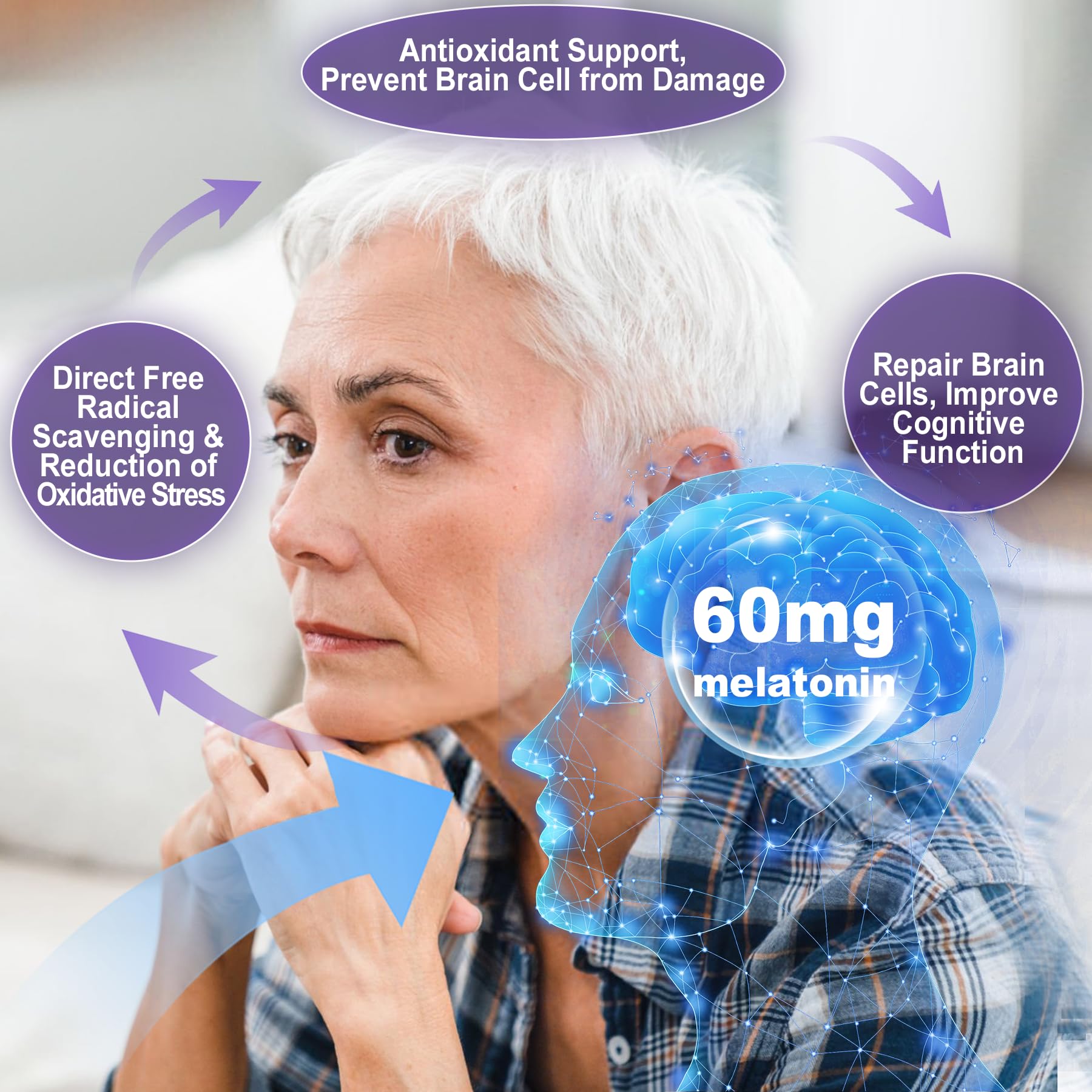Melatonin Gummies for Adults - Antioxidant & Brain Support

