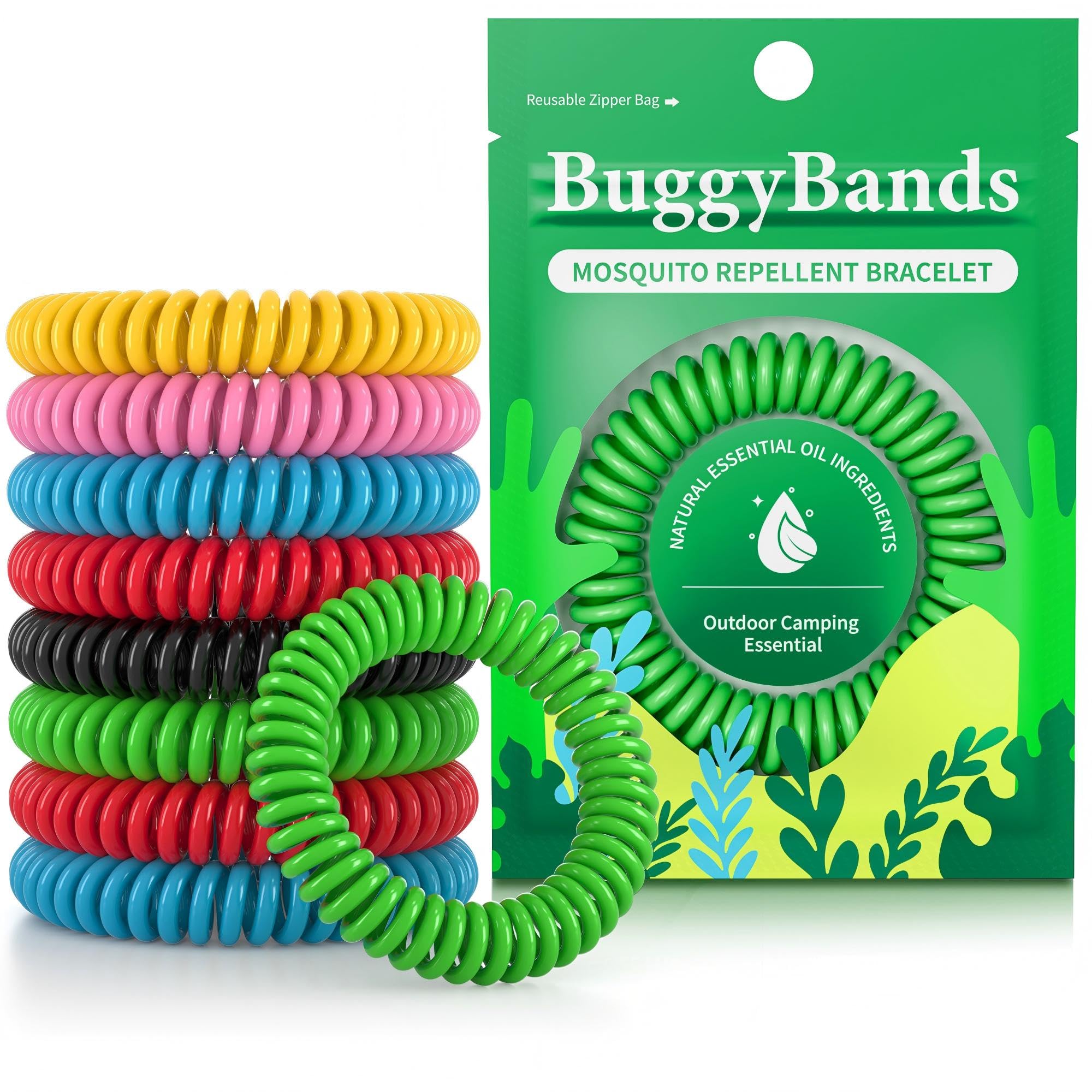 BuggyBands Mosquito Repellent Bracelets DEET-Free Waterproof Natural Oils for Adults & Kids
