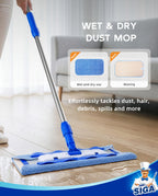 MR.SIGA Microfiber Mop Telescopic Stainless Handle


