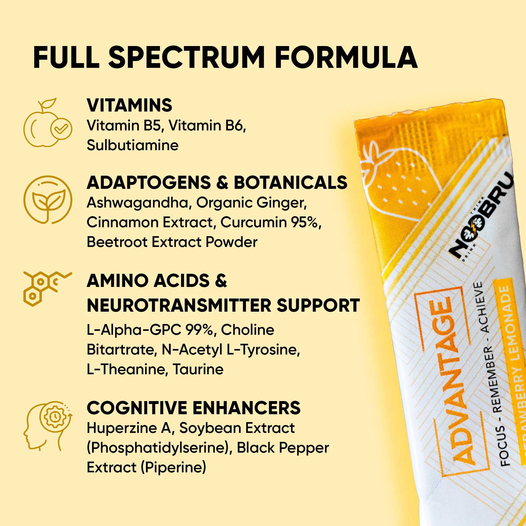 Noobru Advantage Nootropic Brain Support for Focus

