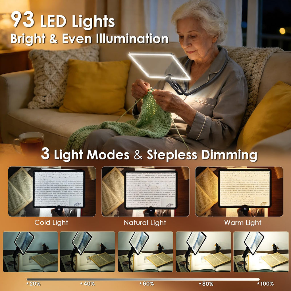 Reading Magnifier with Light for Hands-Free Use - 5x

