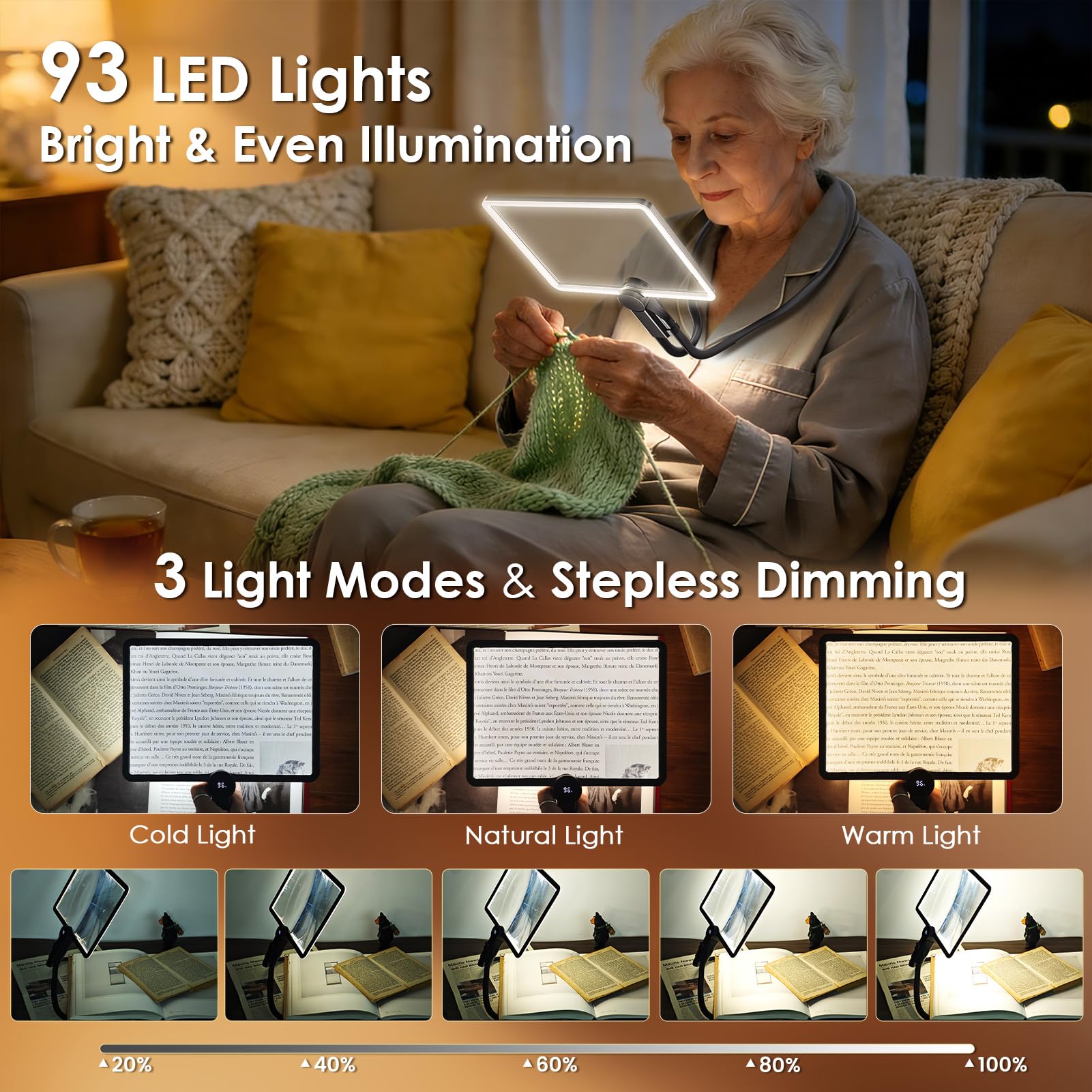 Reading Magnifier with Light for Hands-Free Use - 5x

