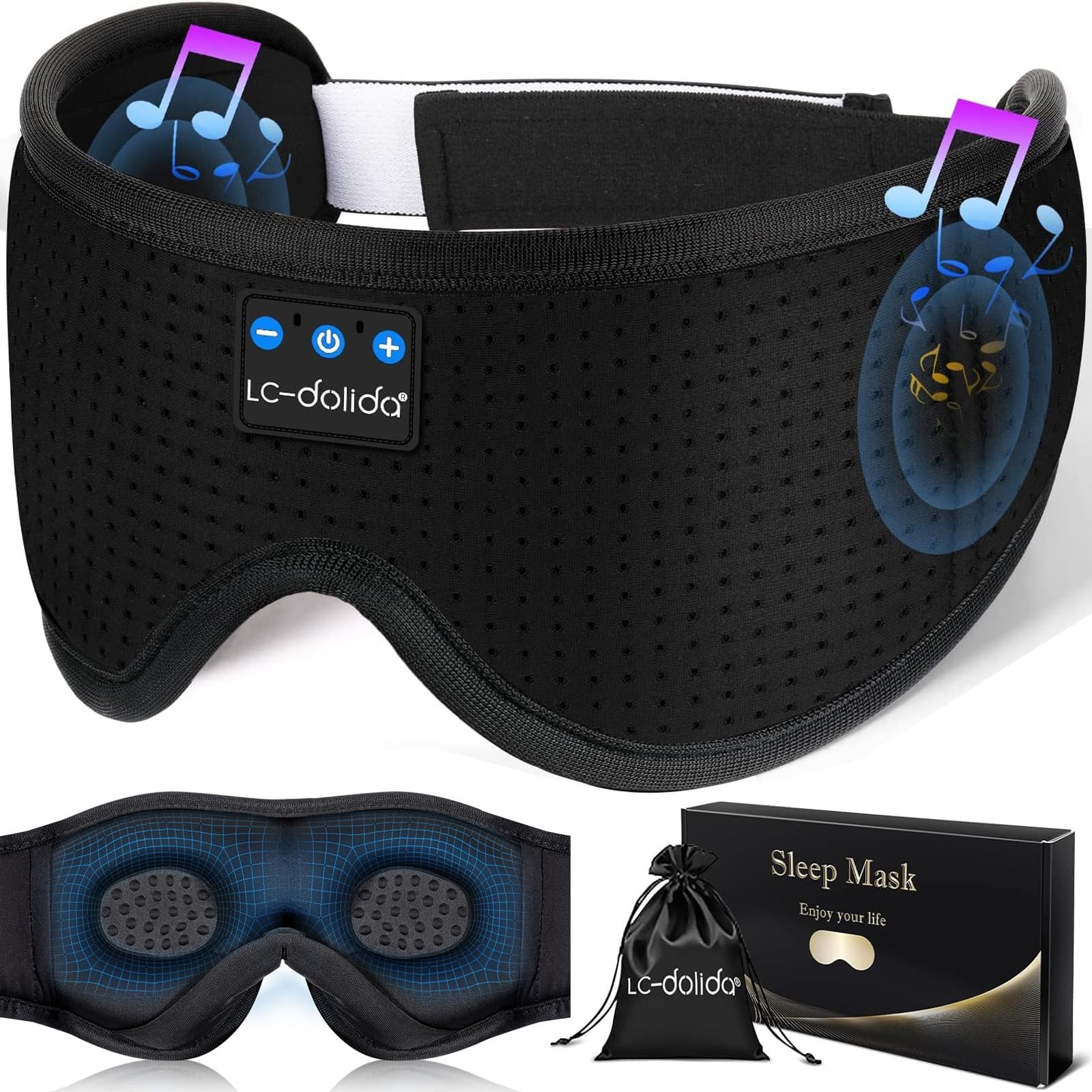 LC-dolida Sleep Headphones Eye Mask with Bluetooth Audio