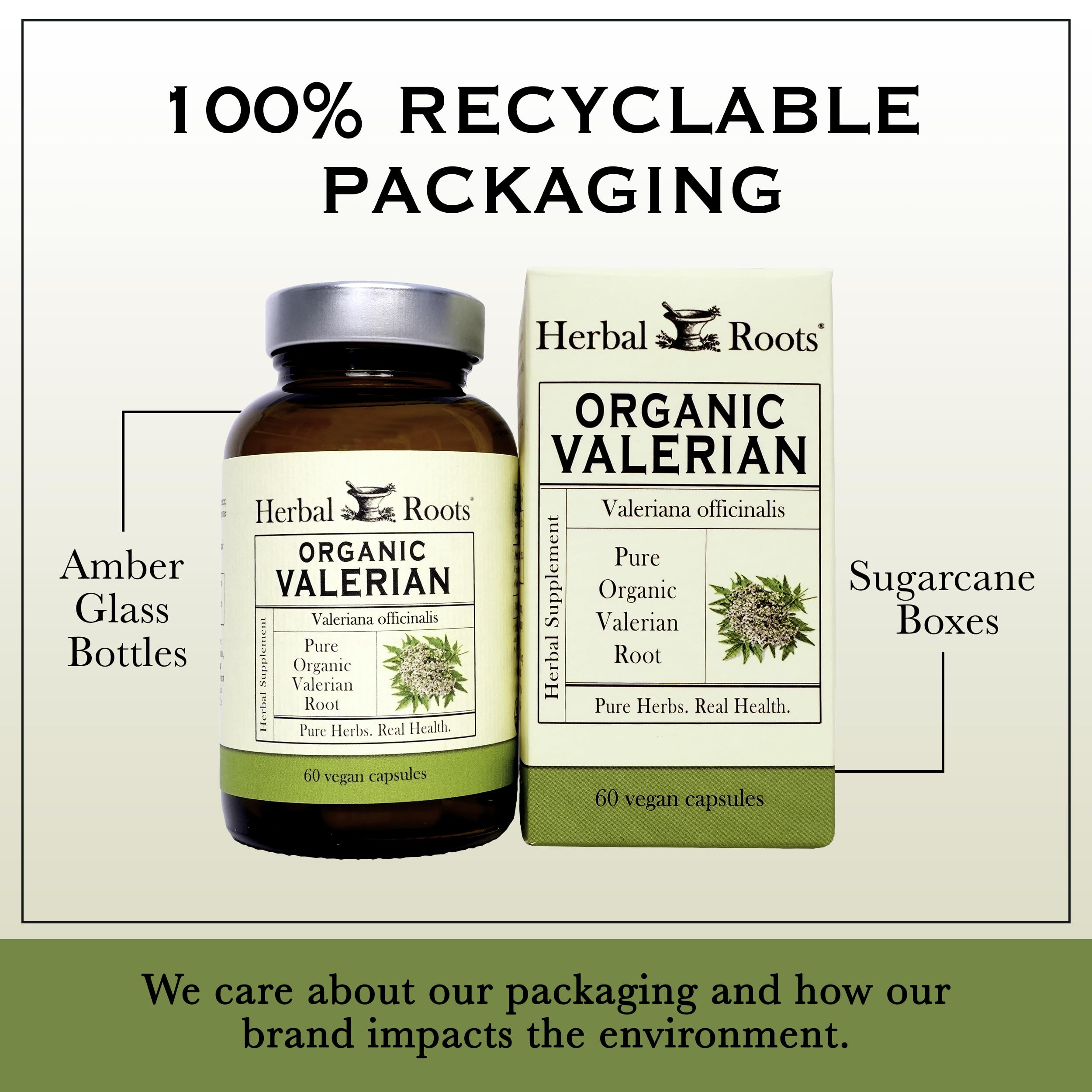 Herbal Roots Valerian Root Capsules - Organic Non-GMO

