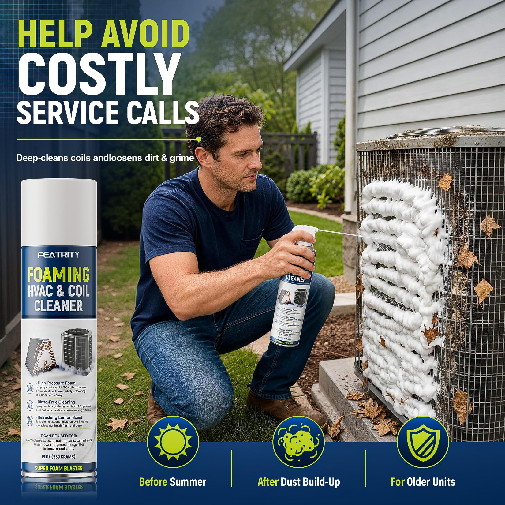 Foaming AC Coil Cleaner for Home HVAC – No-Rinse Foam

