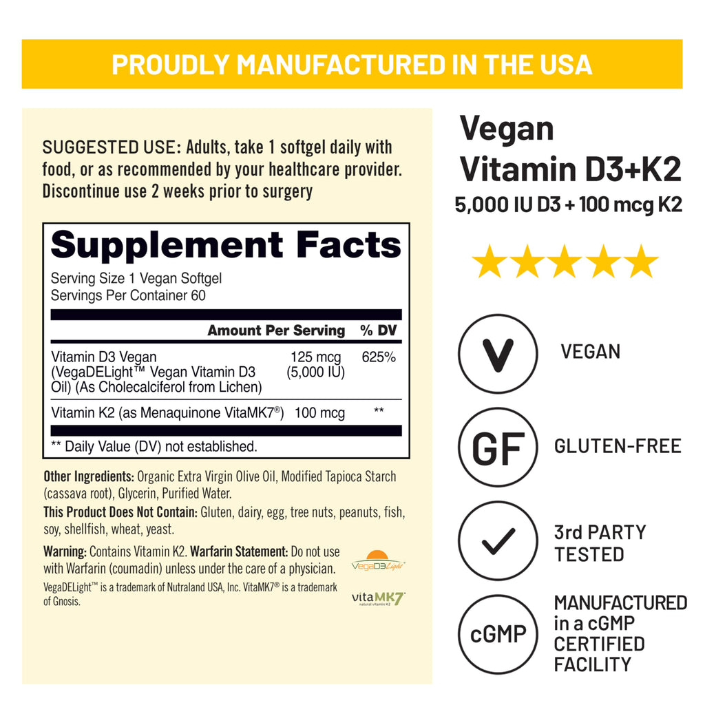 NatureWise Vegan Vitamin D3 + K2 | 5000IU + 100mcg

