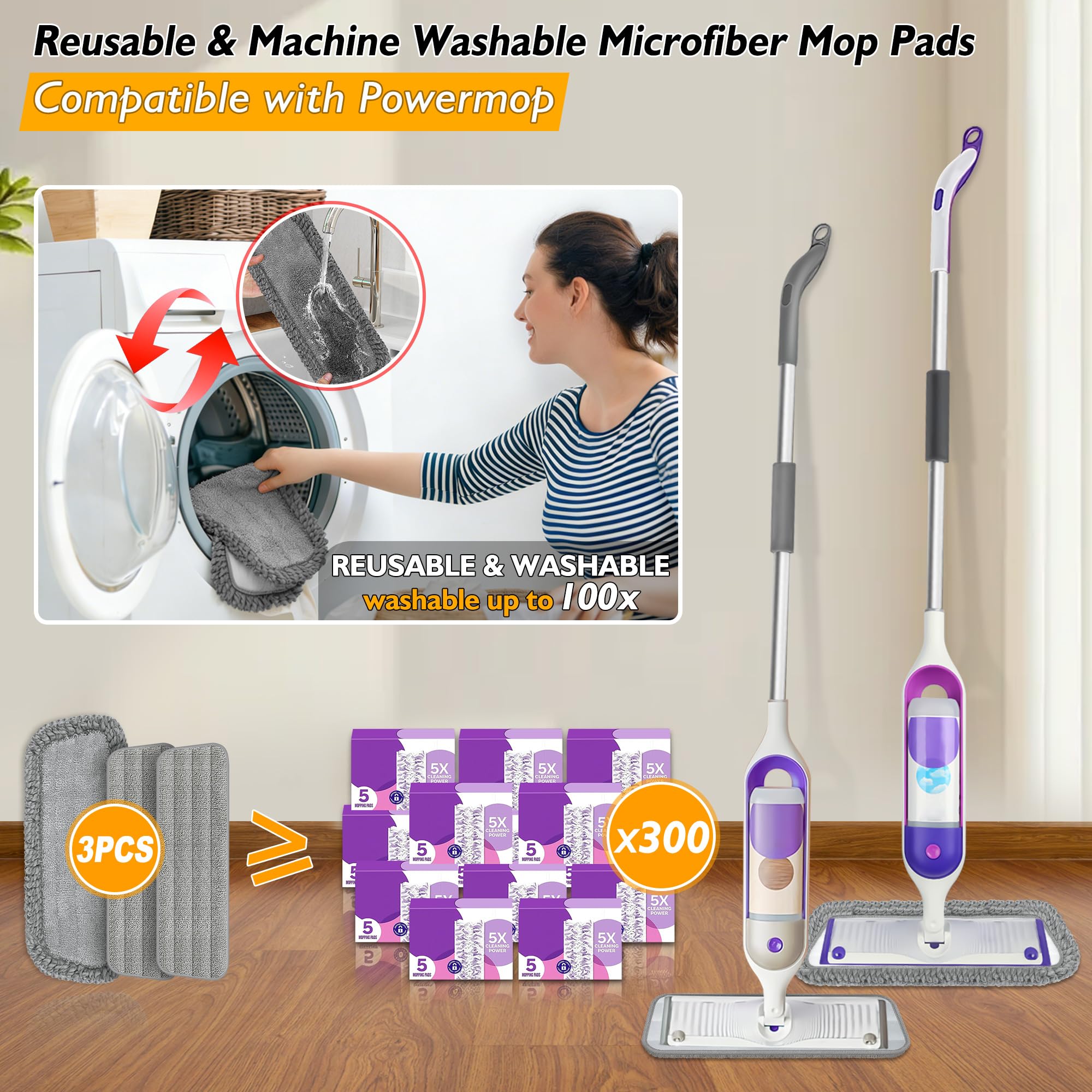 Spray Mop for Floor Cleaning with Microfiber and Swivel

