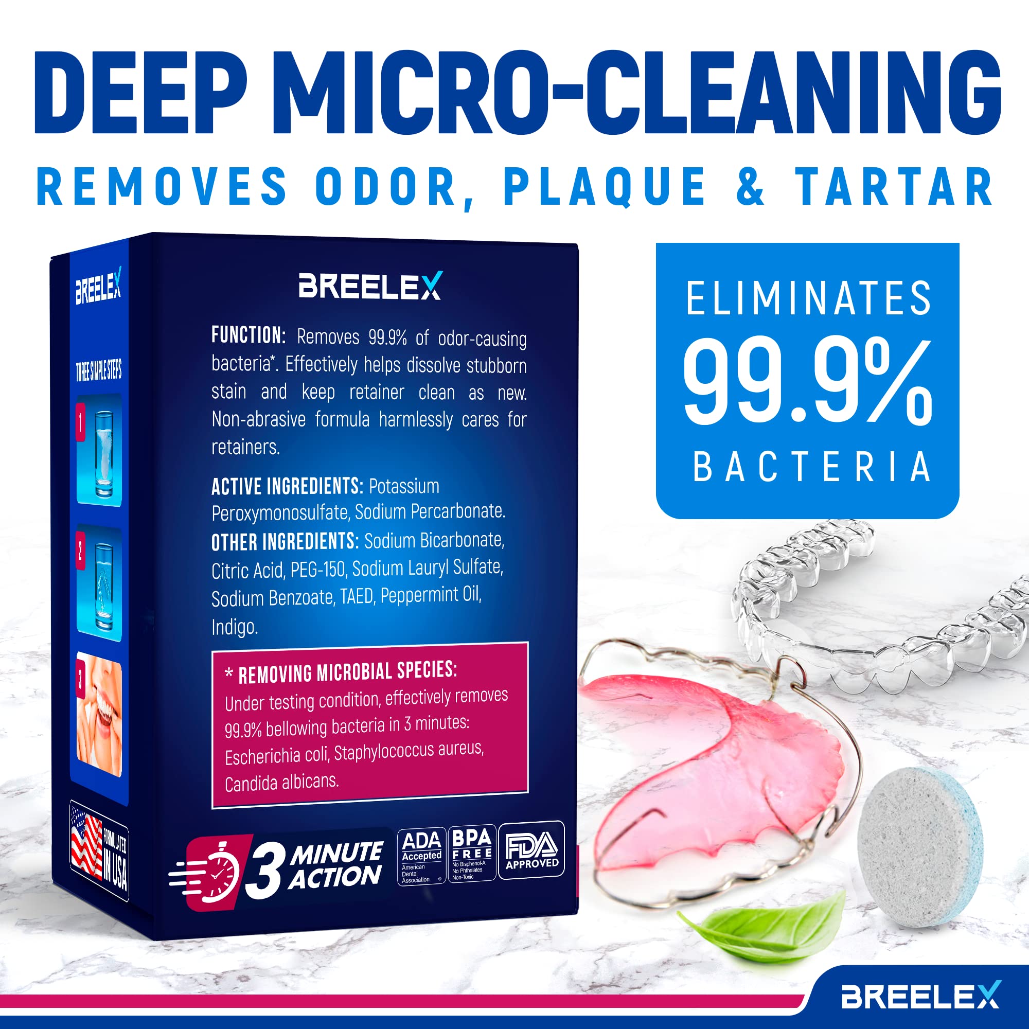 Breelex Retainer Cleaner Tablets for Dentures & Aligners

