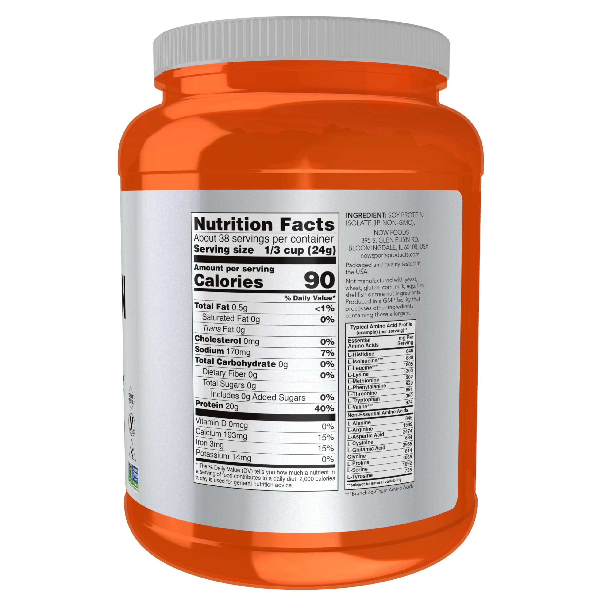 Soy Protein Isolate Powder by NOW Foods - 20 g Protein

