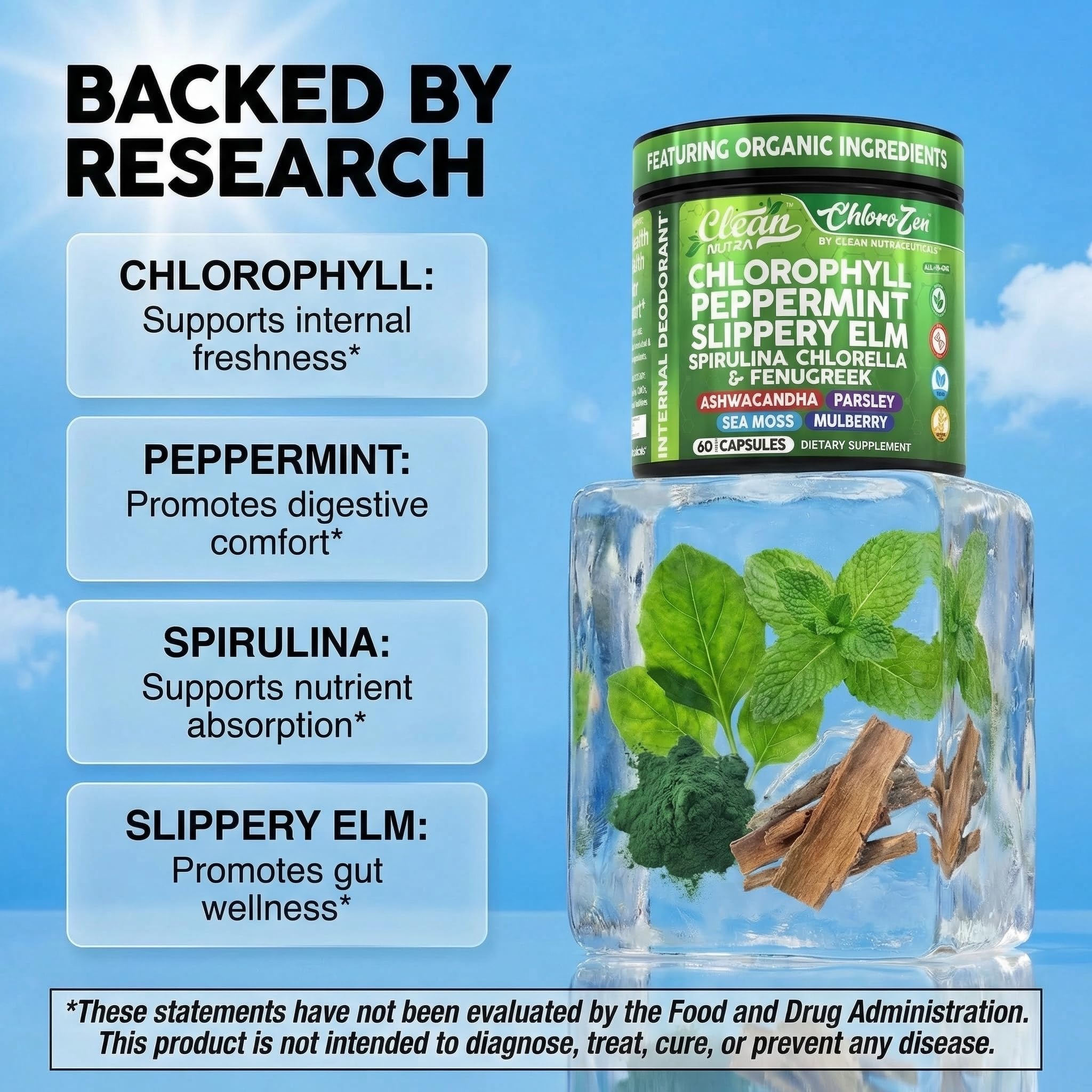 Clean Nutra Chlorophyll Capsules for Detox & Freshness

