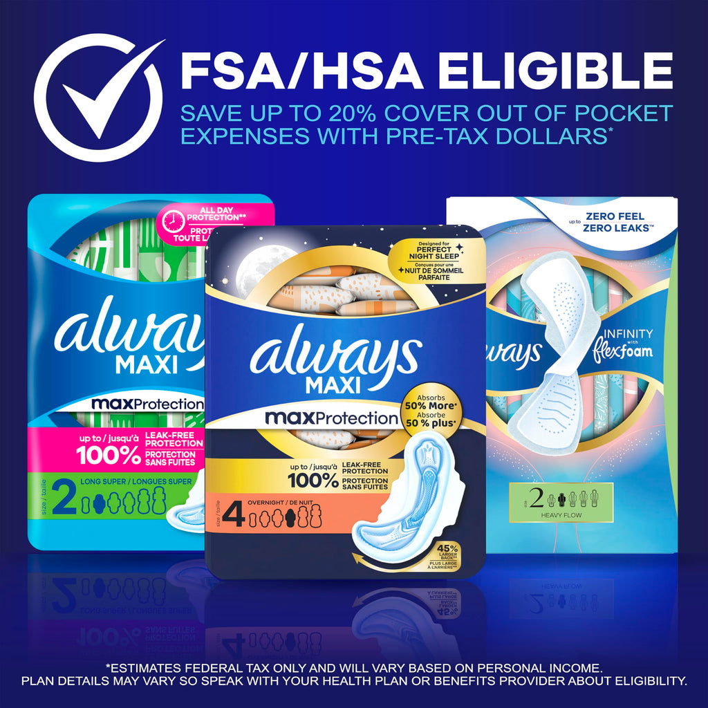 Always Maxi Overnight Pads with Wings Extra Heavy Unscented

