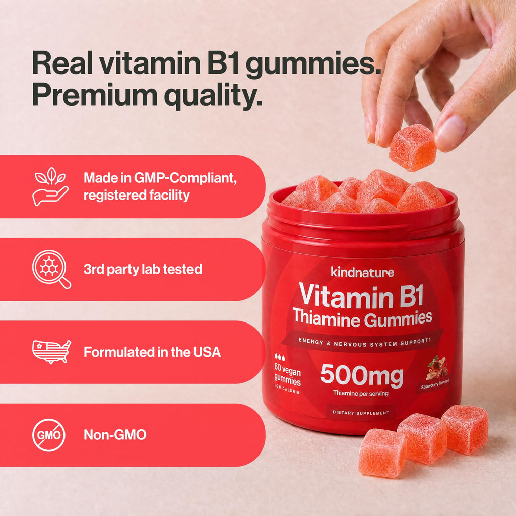 Kindnature Vitamin B1 Gummies – Thiamine for Energy & Nerve

