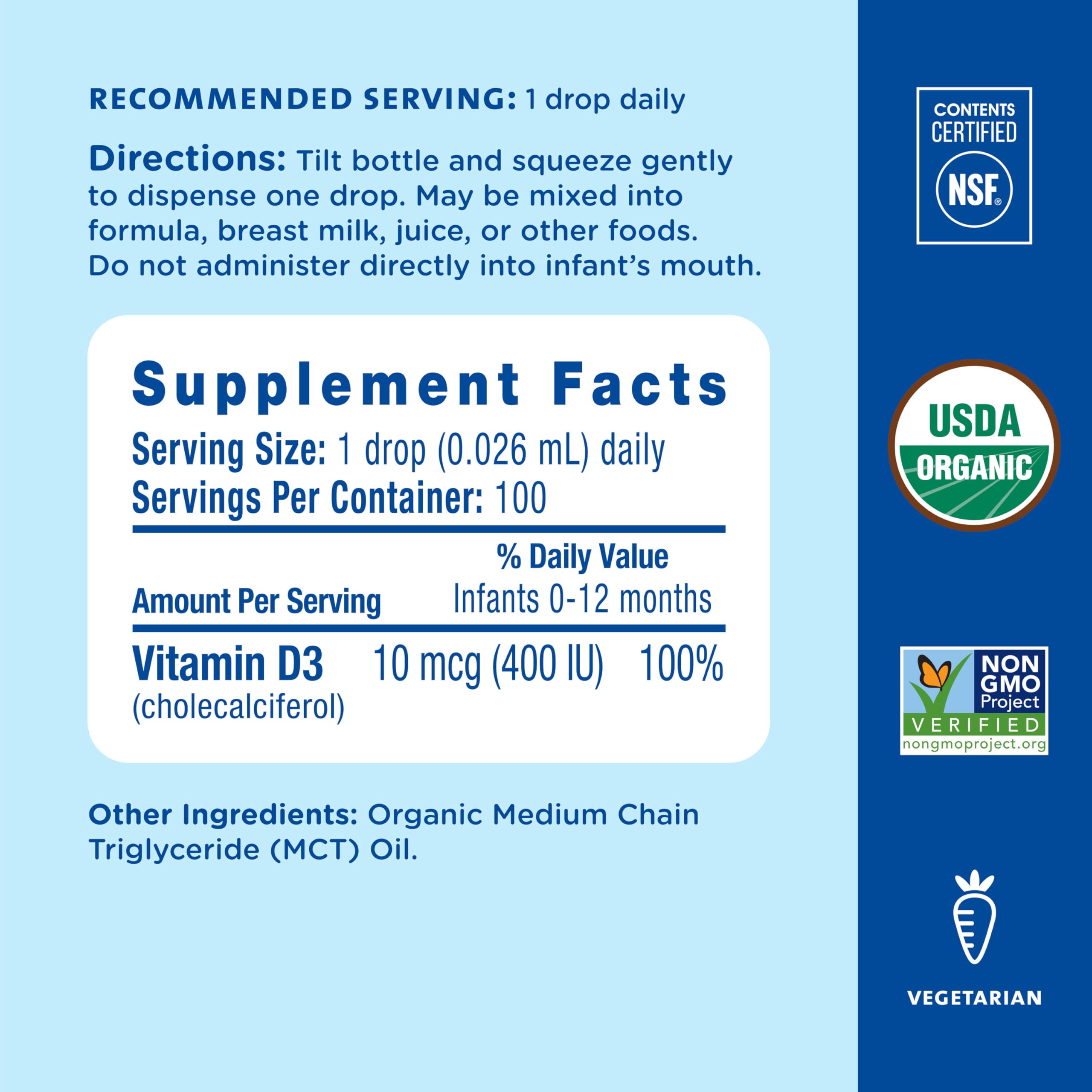 Mommy's Bliss Organic Baby Vitamin D Drops - 400 IU

