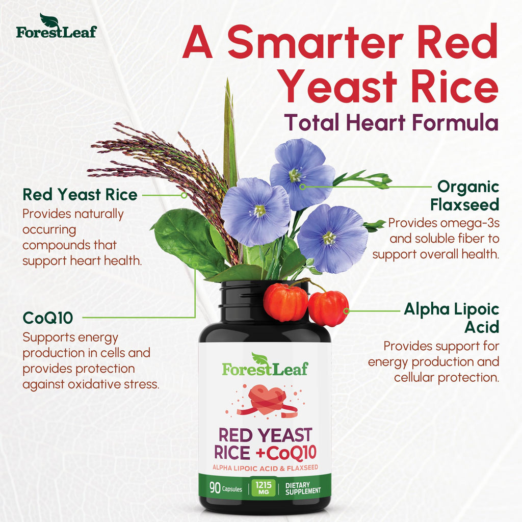 ForestLeaf Red Yeast Rice 1215 mg with CoQ10 | Citrinin Free


