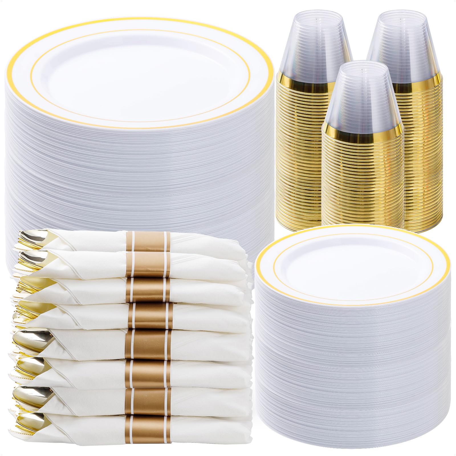 BESTVIP Disposable Plastic Dinnerware Set for Parties