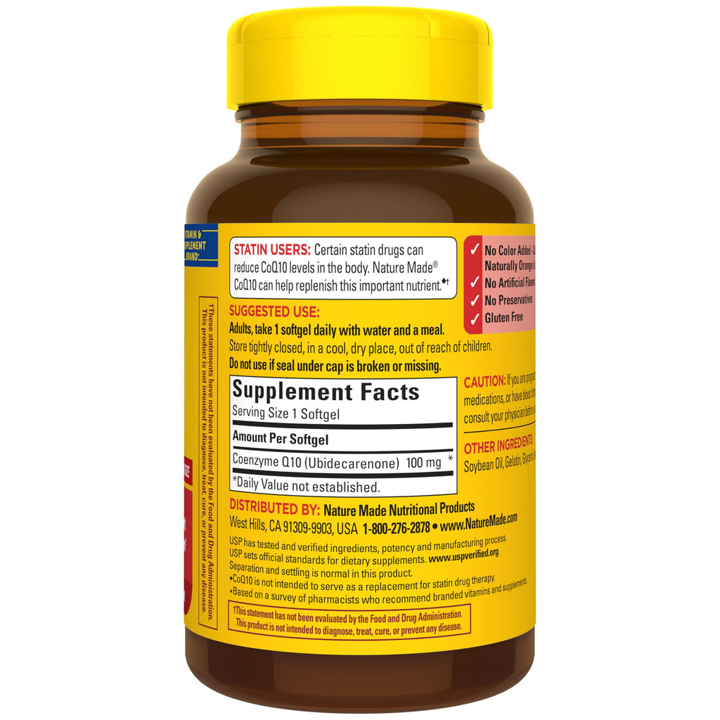 Nature Made CoQ10 100 mg Softgels for Heart Health

