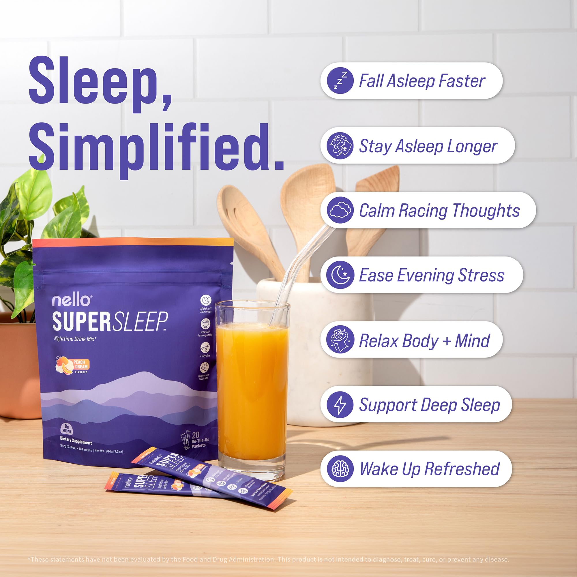 Nello Supersleep Sleep Support Drink Mix | Peach Dream

