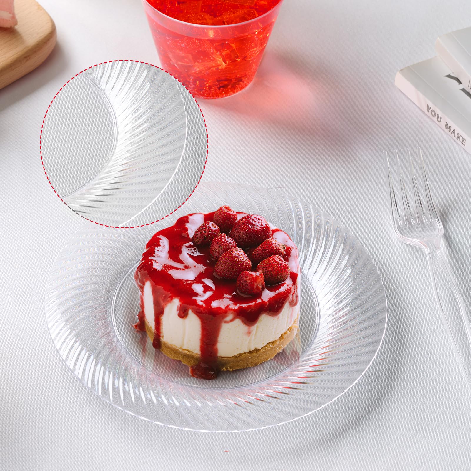 FOCUSLINE Clear Plastic Plates Heavy Duty Disposable

