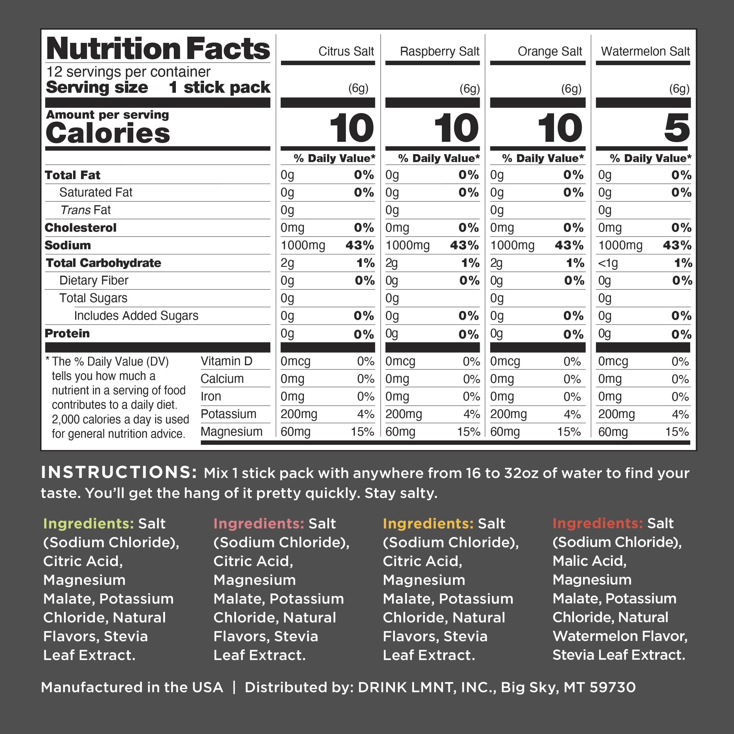LMNT Electrolyte Drink Mix for Hydration

