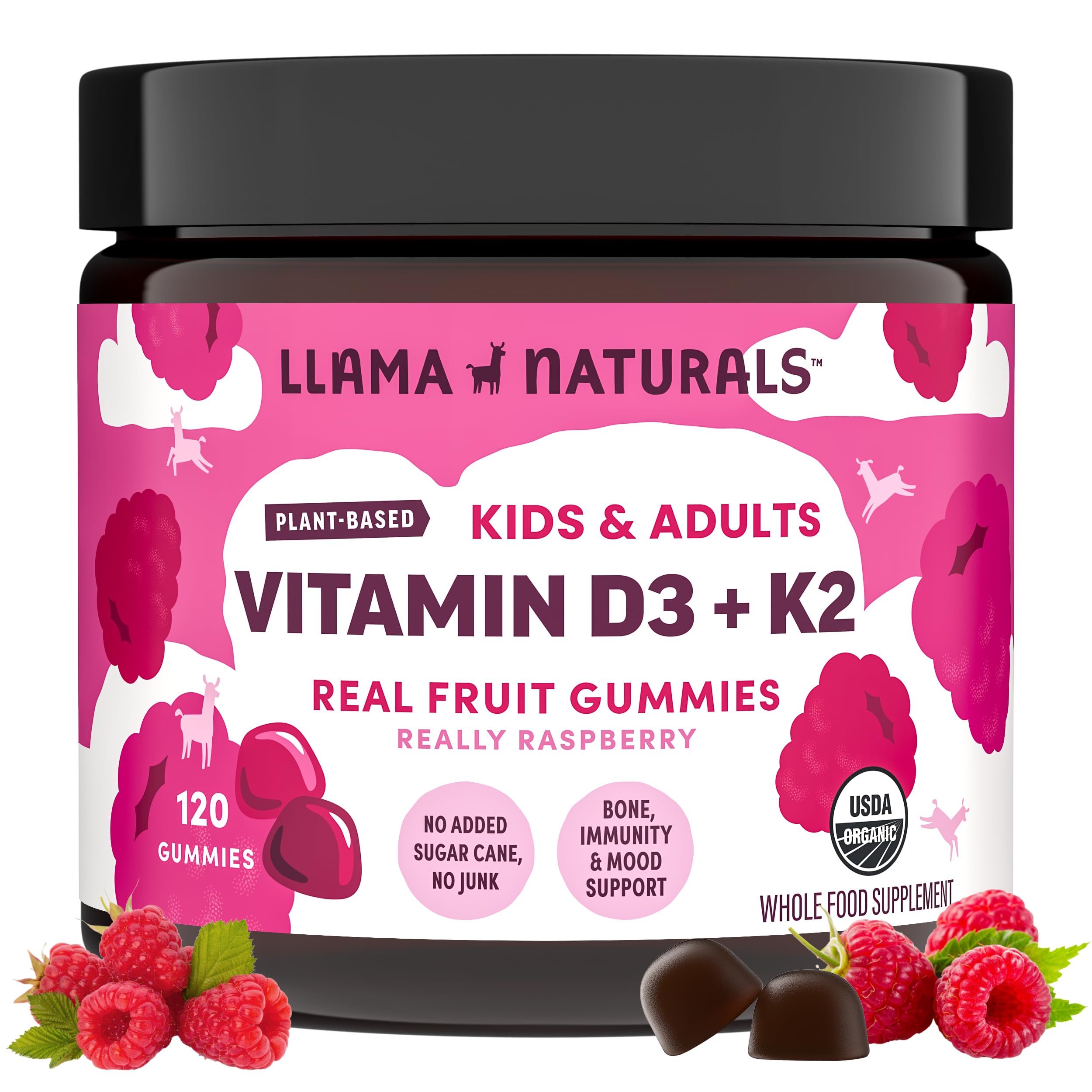 Llama Naturals Vitamin D3 Gummies - Vegan Real Fruit