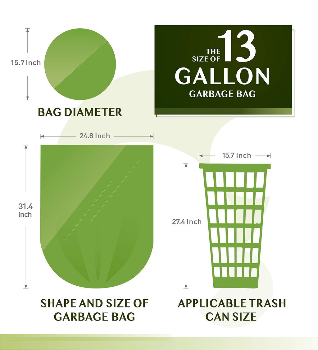 FORID Compostable Trash Bags - Unscented, Plant Starch Material

